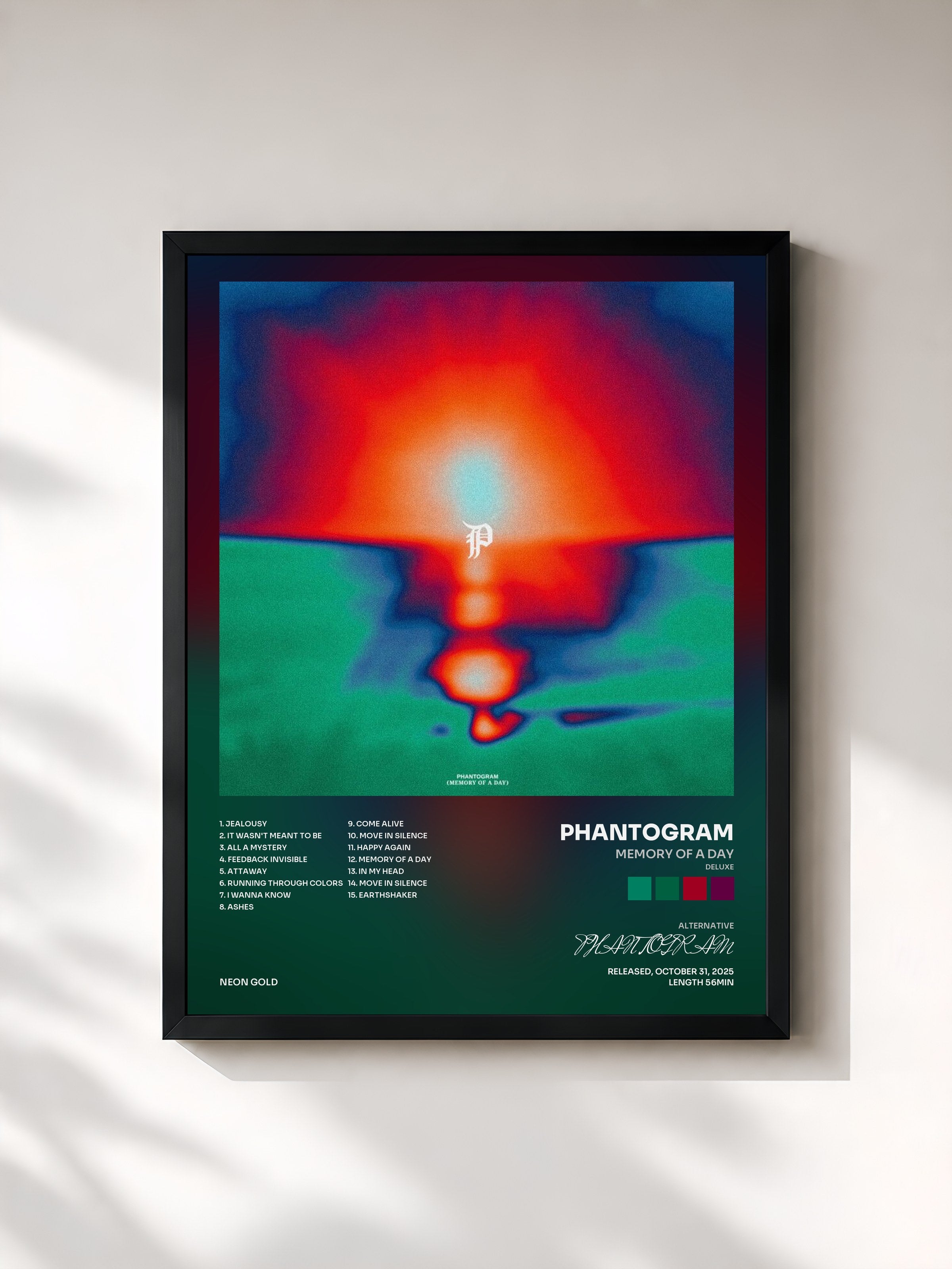 #noir Tableau de l'album Memory Of A Day (Deluxe) de PHANTOGRAM, cadre noir, imprimé et encadré en France