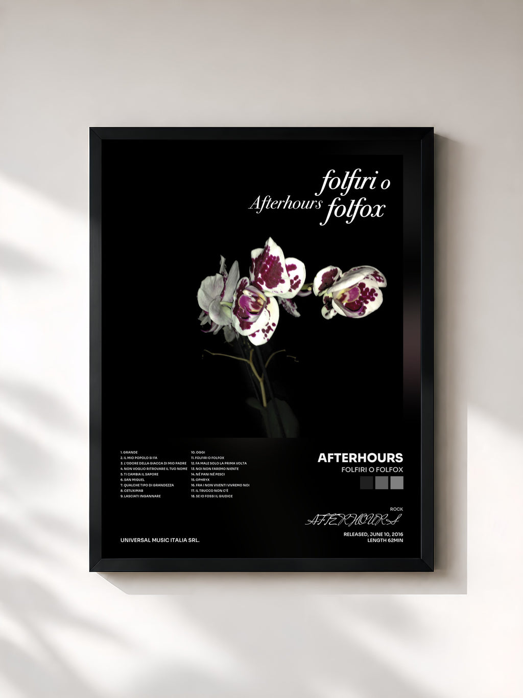 #noir Tableau de l'album Folfiri o Folfox de AFTERHOURS, cadre noir, imprimé et encadré en France
