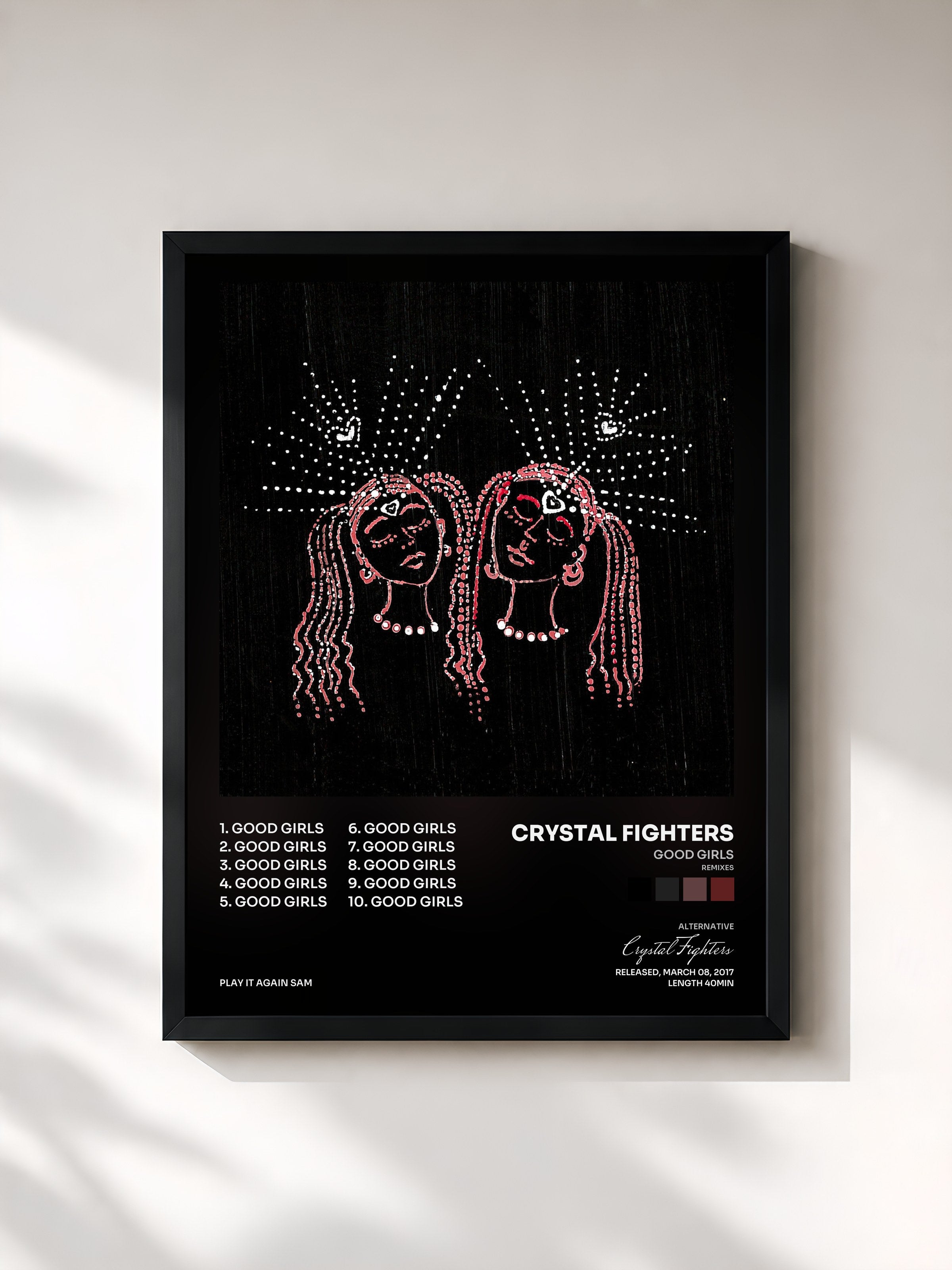 #noir Tableau de l'album Good Girls (Remixes) de Crystal Fighters, cadre noir, imprimé et encadré en France