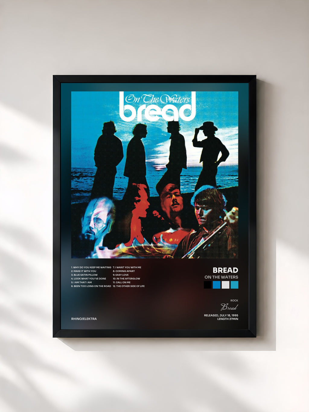 #noir Tableau de l'album On the Waters de Bread, cadre noir, imprimé et encadré en France