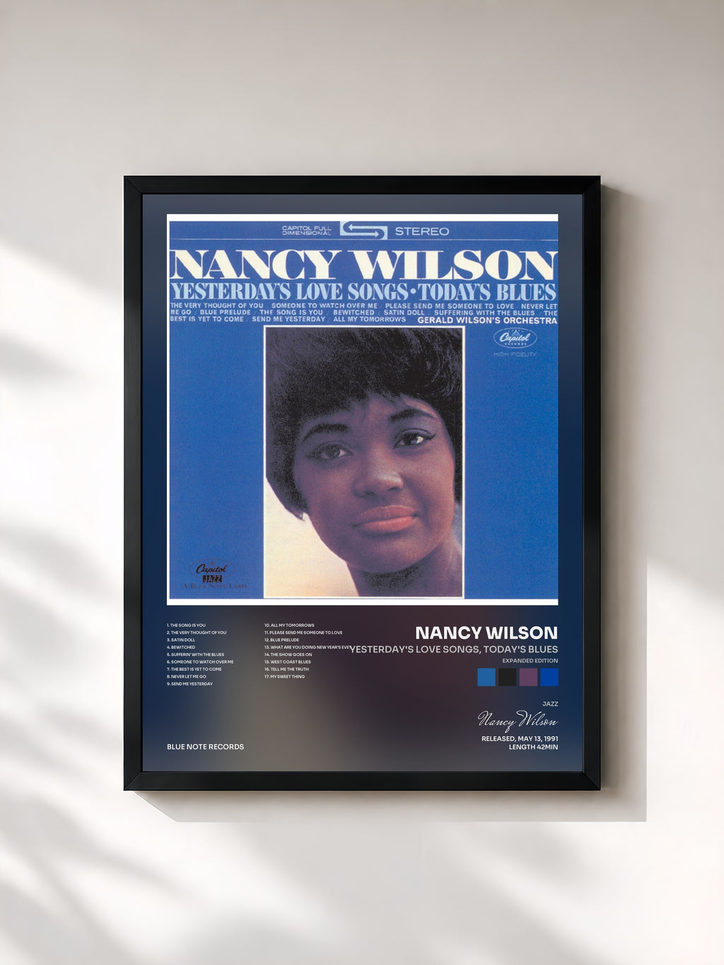 #noir Tableau de l'album Yesterday's Love Songs, Today's Blues (Expanded Edition) de Nancy Wilson, cadre noir, imprimé et encadré en France