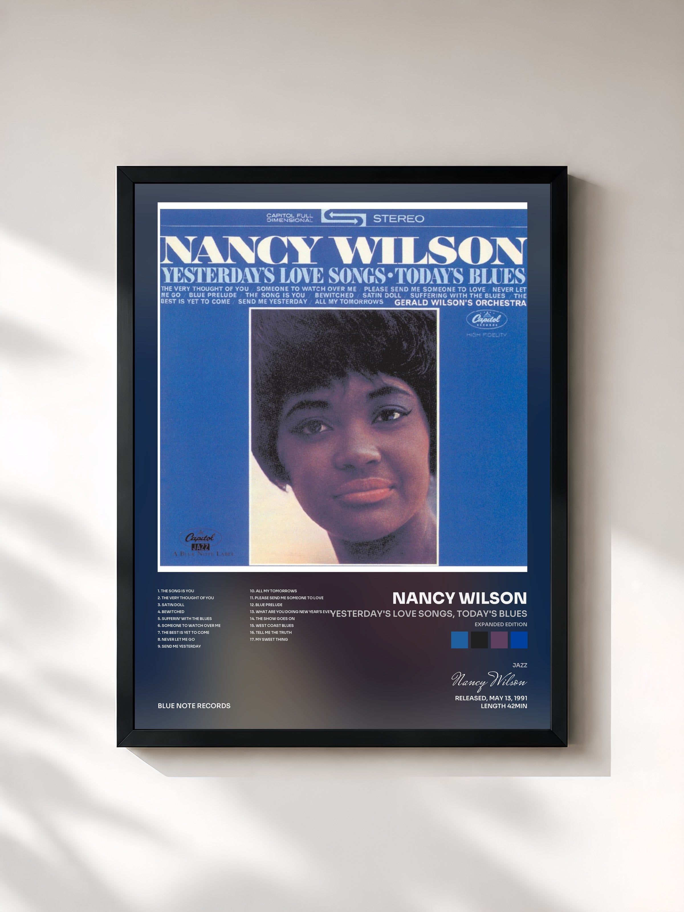 #noir Tableau de l'album Yesterday's Love Songs, Today's Blues (Expanded Edition) de Nancy Wilson, cadre noir, imprimé et encadré en France