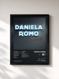 #noir Tableau de l'album Singles de Daniela Romo, cadre noir, imprimé et encadré en France