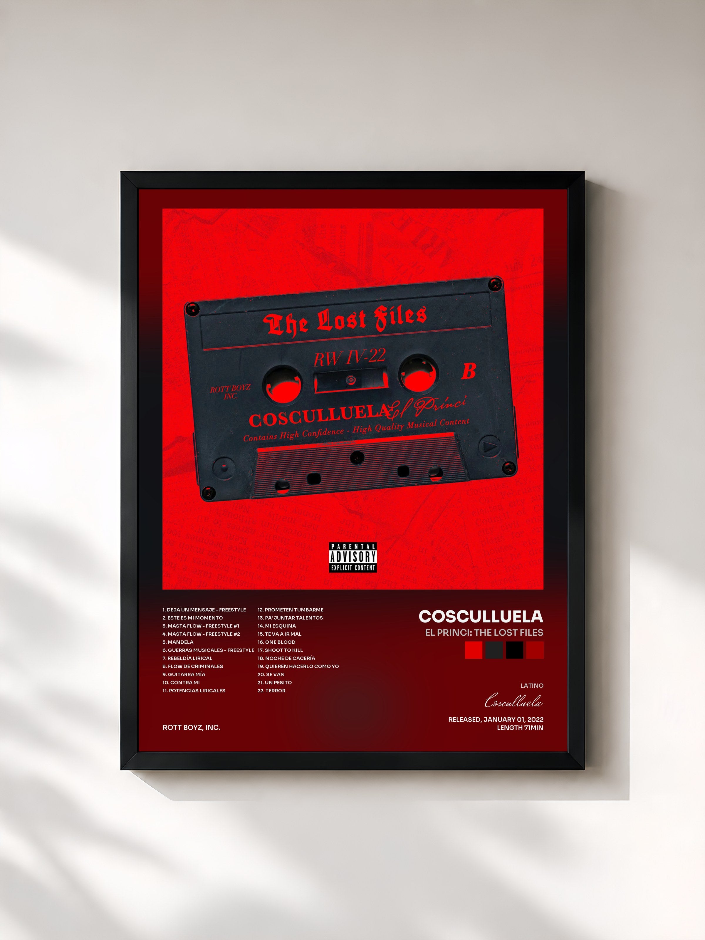 #noir Tableau de l'album El Princi: The Lost Files de Cosculluela, cadre noir, imprimé et encadré en France