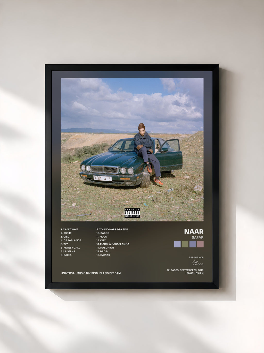 #noir Tableau de l'album Safar de Naar, cadre noir, imprimé et encadré en France