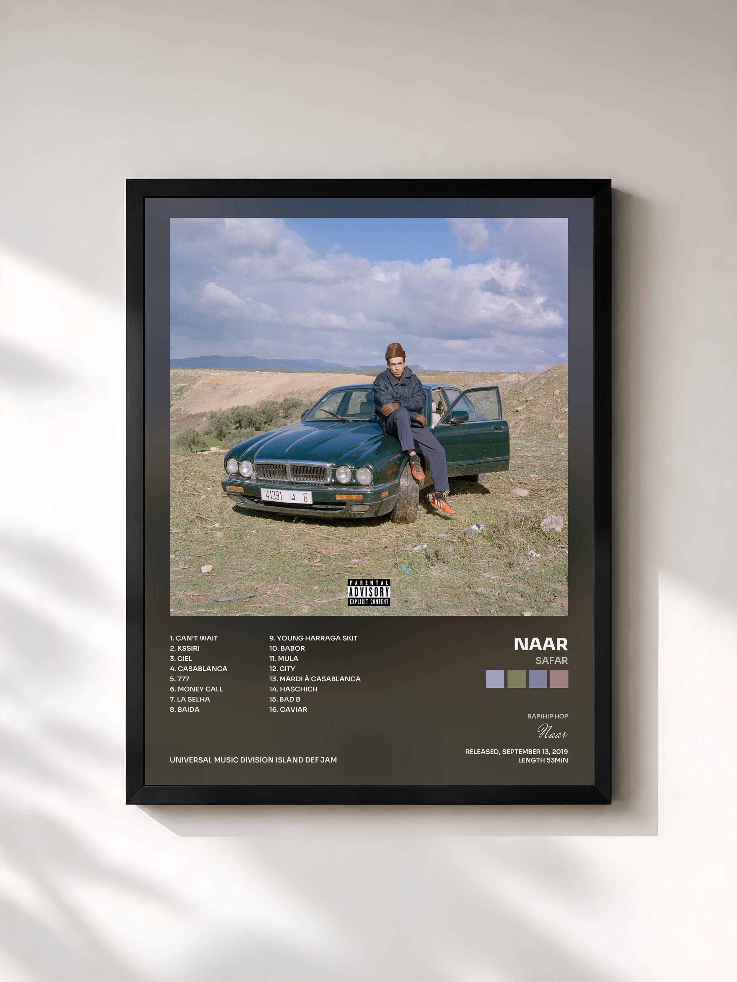 #noir Tableau de l'album Safar de Naar, cadre noir, imprimé et encadré en France