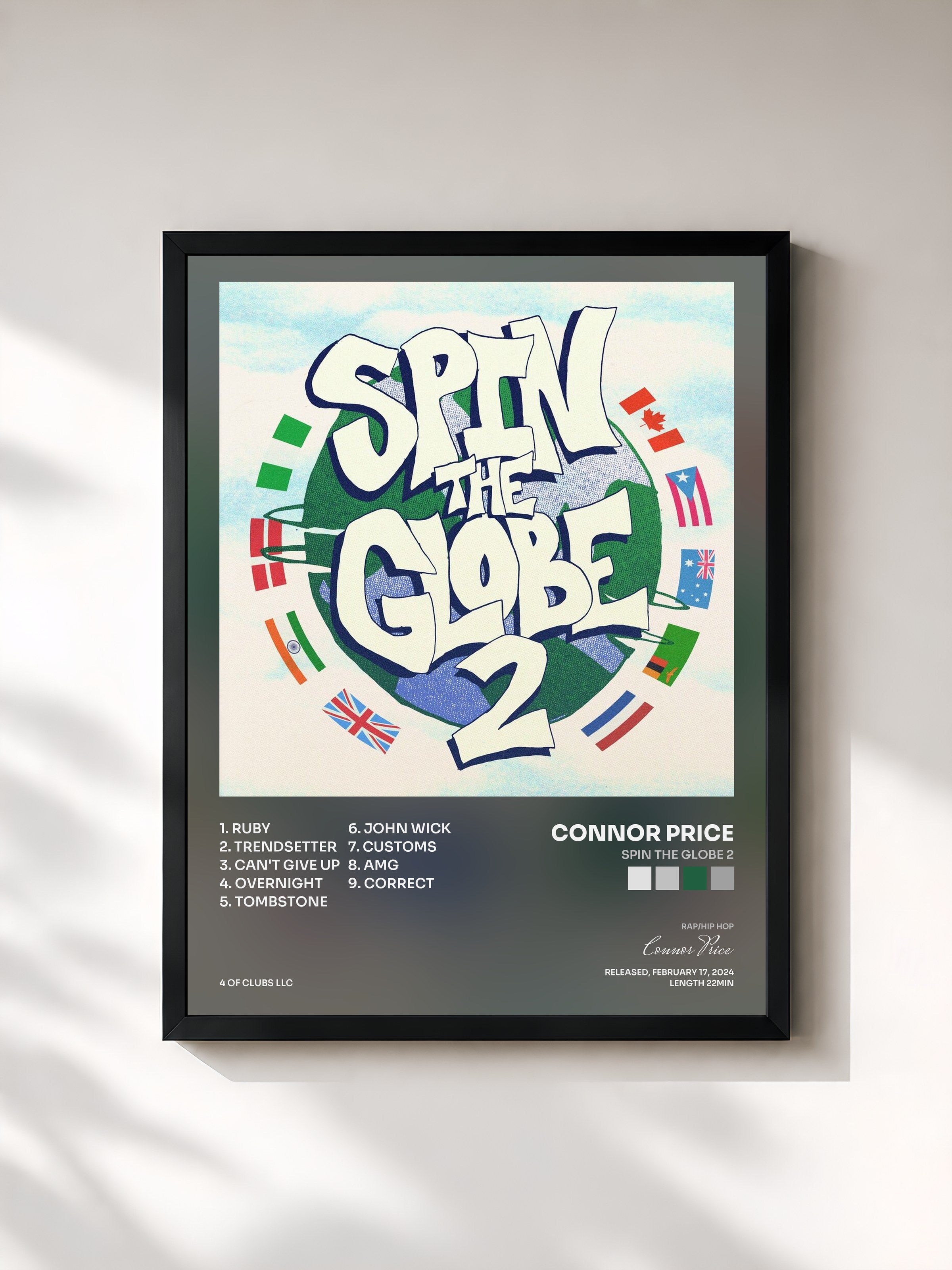 #noir Tableau de l'album Spin The Globe 2 de Connor Price, cadre noir, imprimé et encadré en France