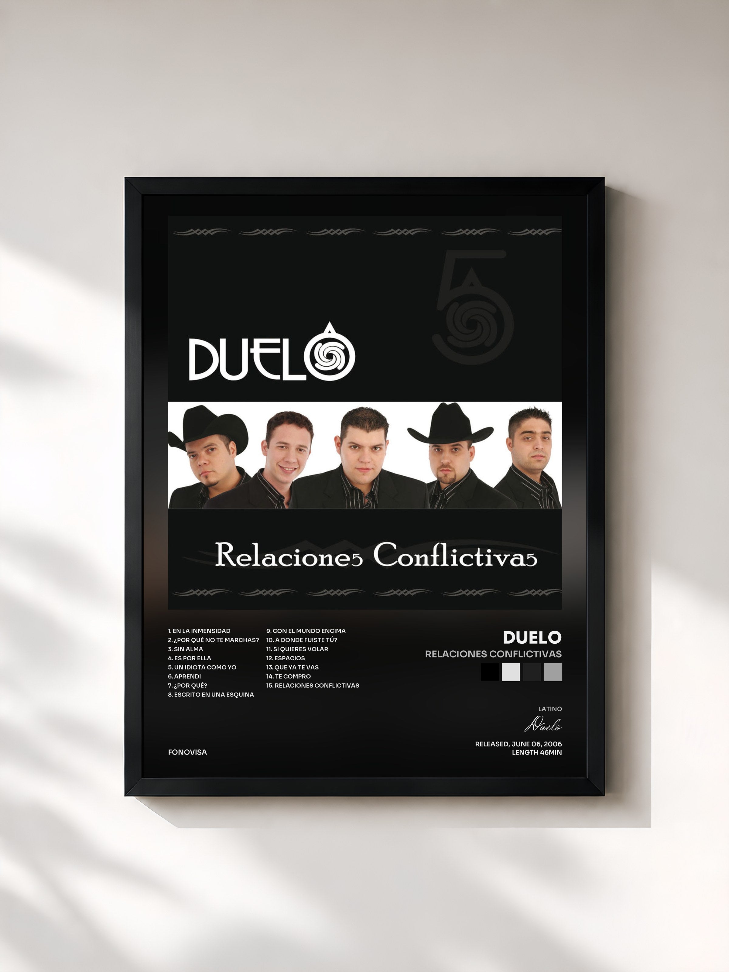 #noir Tableau de l'album Relaciones Conflictivas de Duelo, cadre noir, imprimé et encadré en France
