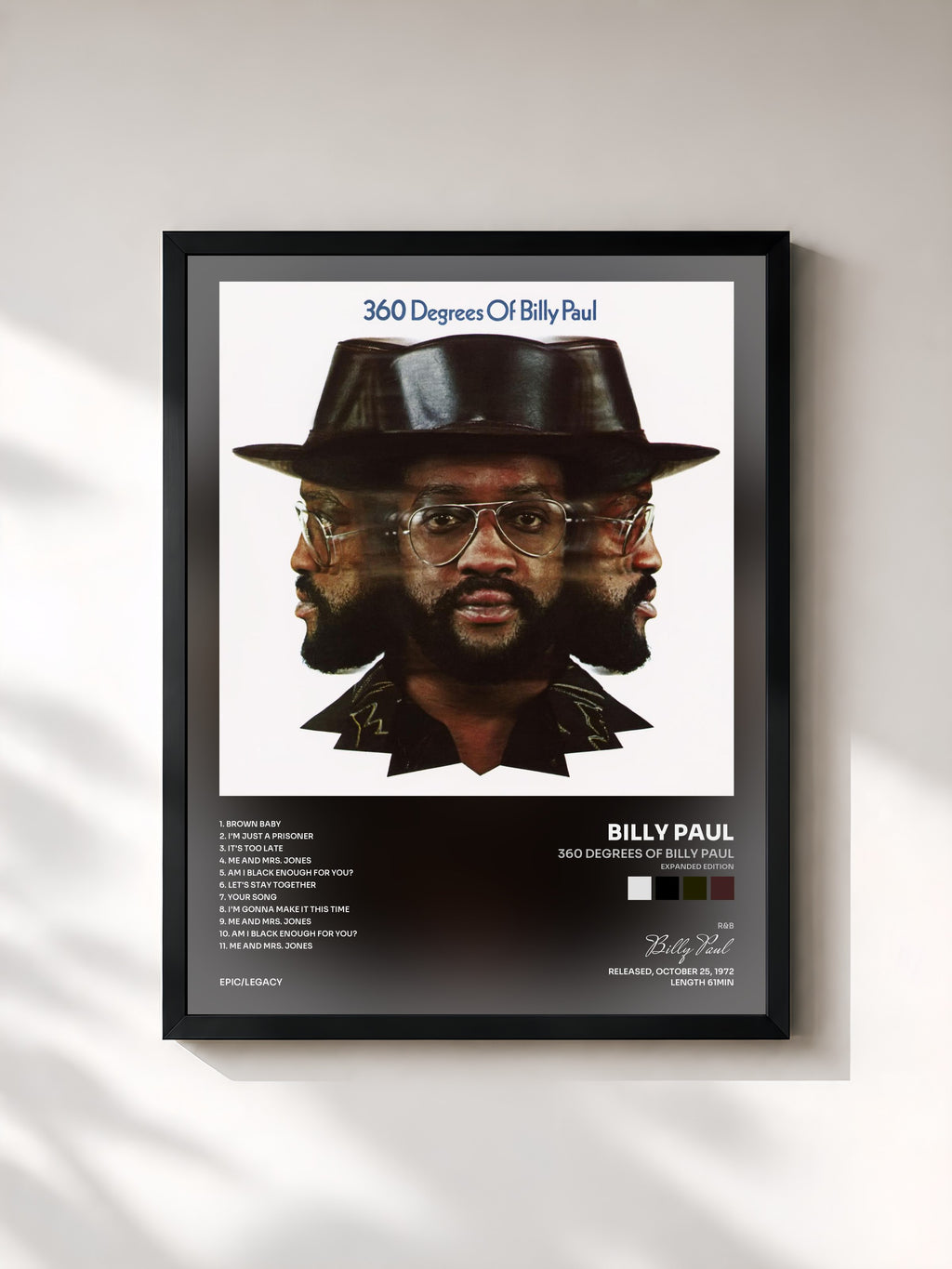 #noir Tableau de l'album 360 Degrees of Billy Paul (Expanded Edition) de Billy Paul, cadre noir, imprimé et encadré en France