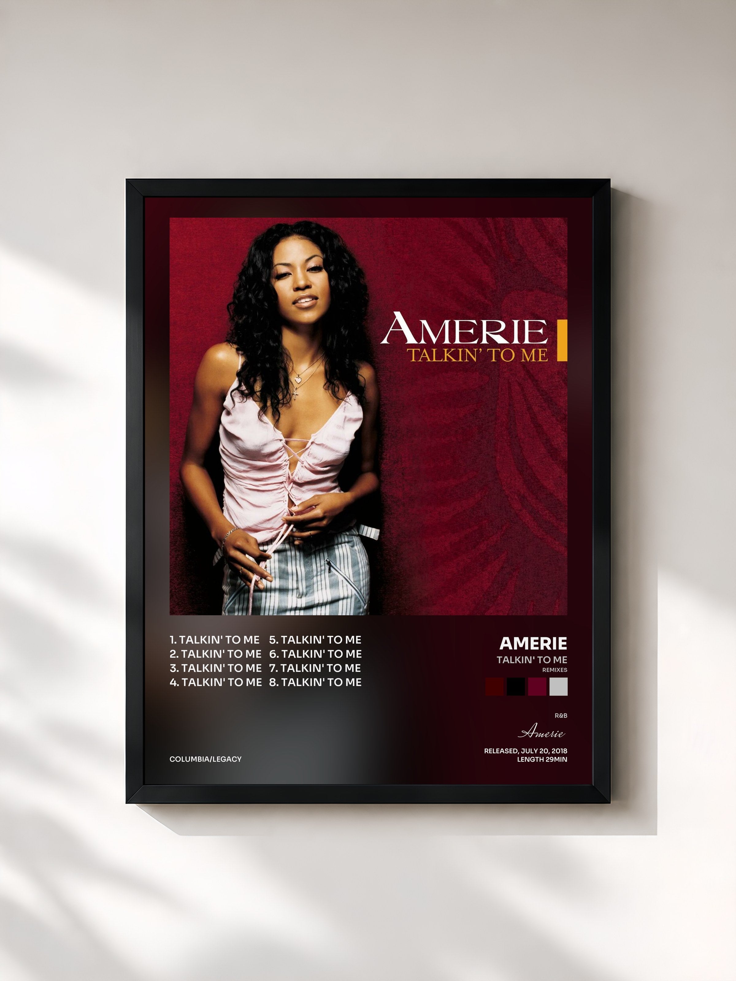 #noir Tableau de l'album Talkin' to Me (Remixes) de Amerie, cadre noir, imprimé et encadré en France
