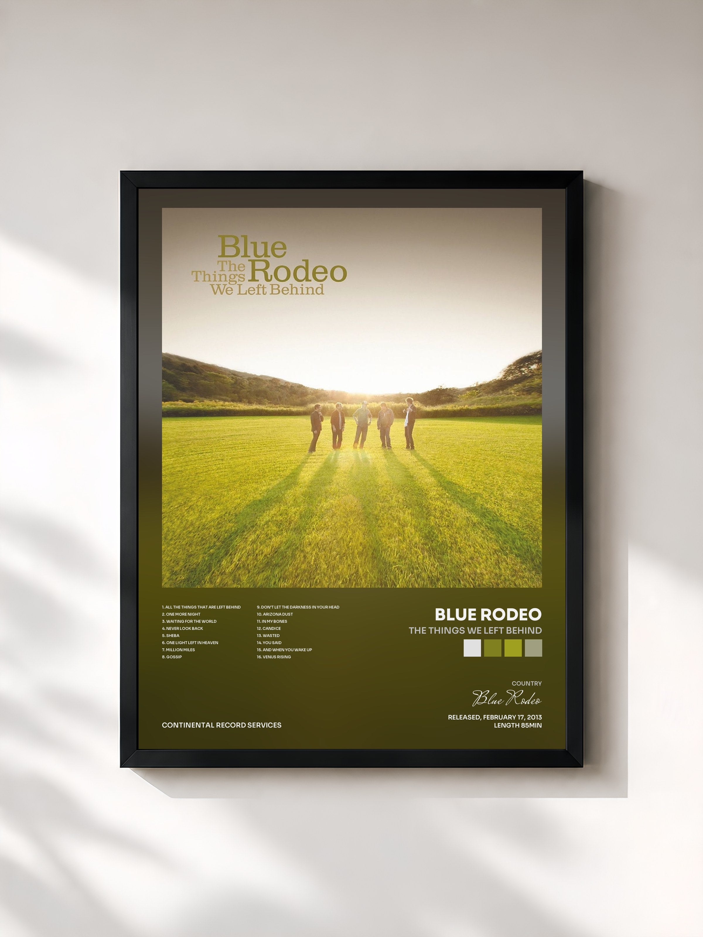 #noir Tableau de l'album The Things We Left Behind de Blue Rodeo, cadre noir, imprimé et encadré en France