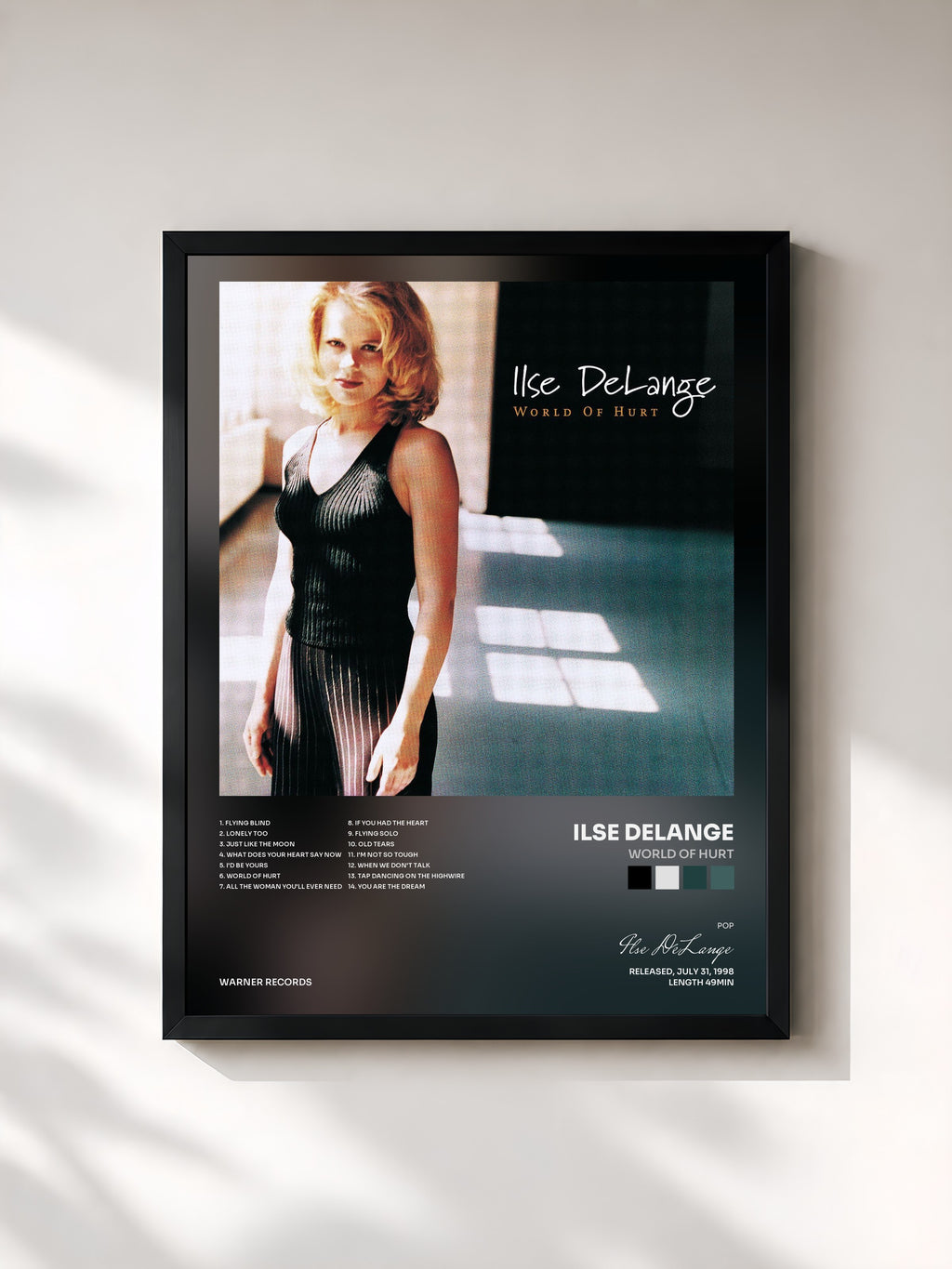#noir Tableau de l'album World Of Hurt de Ilse DeLange, cadre noir, imprimé et encadré en France