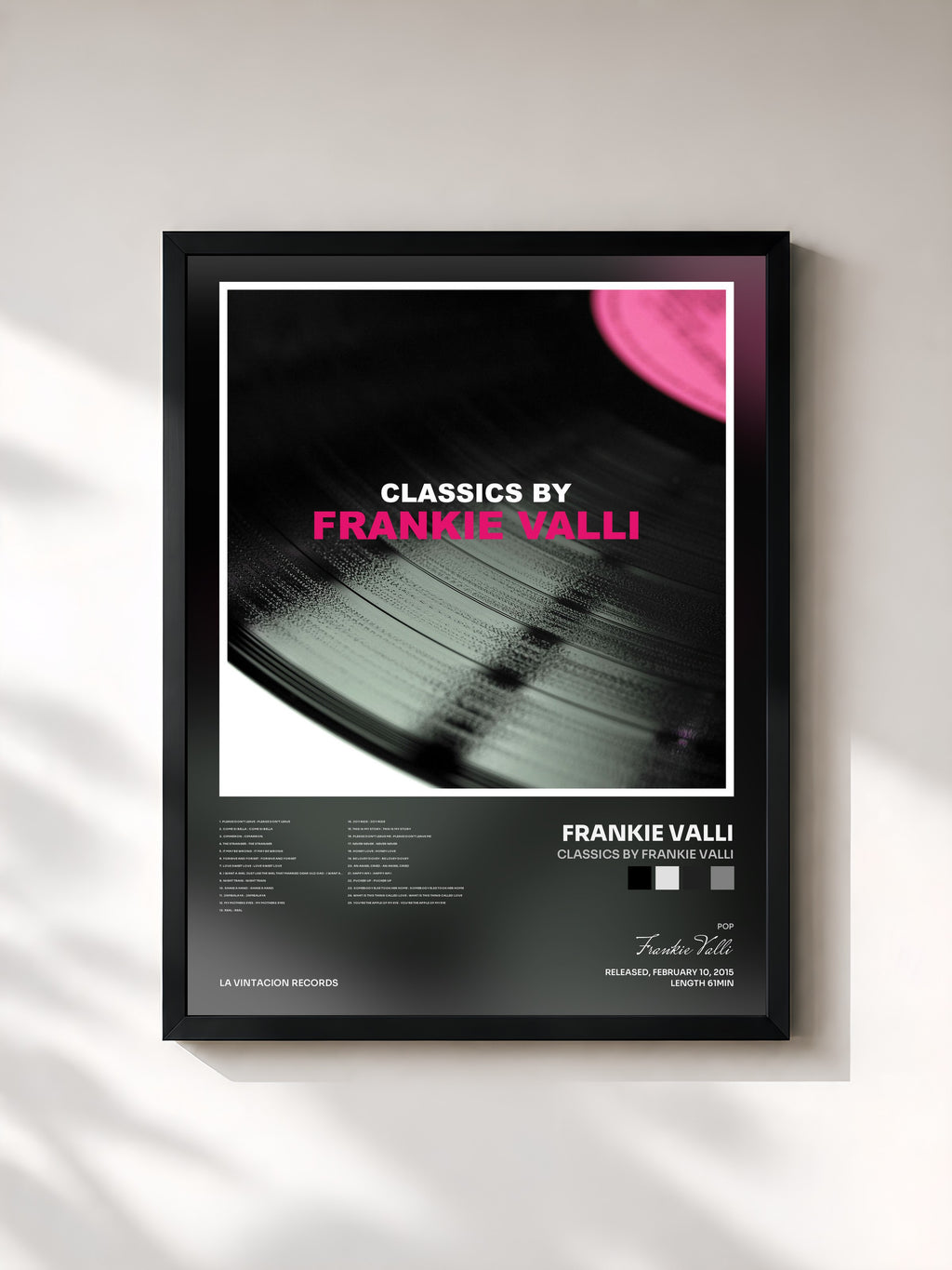 #noir Tableau de l'album Classics by Frankie Valli de Frankie Valli, cadre noir, imprimé et encadré en France