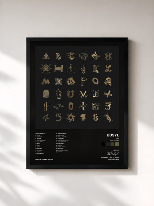 #noir 36 (Beats & Types) by 20Syl as a framed art print, black frame, printed and framed in France