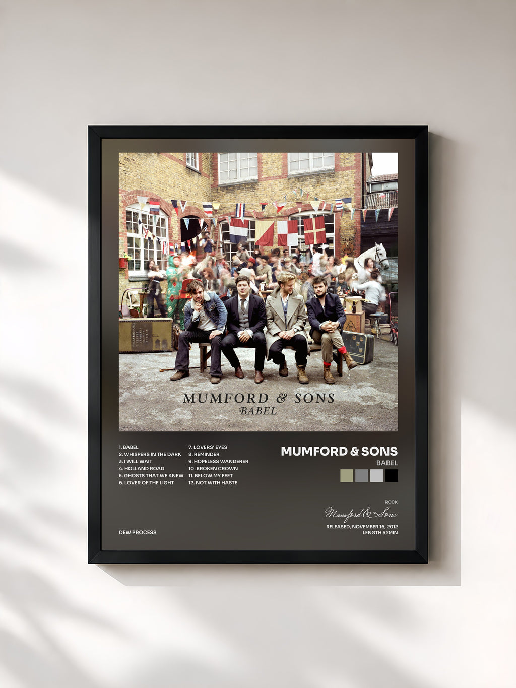 #noir Tableau de l'album Babel de Mumford & Sons, cadre noir, imprimé et encadré en France