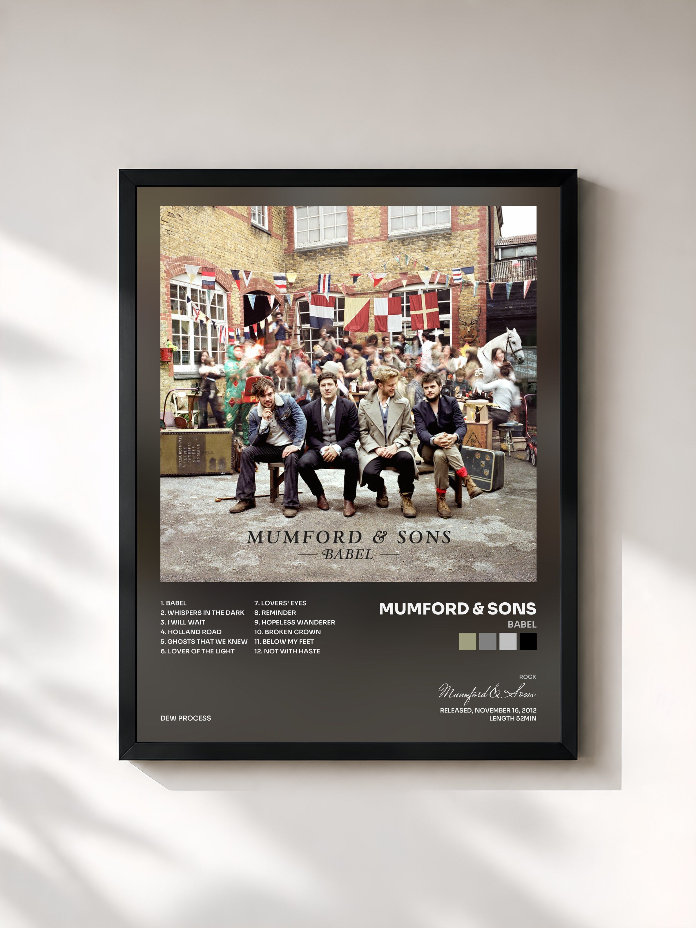 #noir Tableau de l'album Babel de Mumford & Sons, cadre noir, imprimé et encadré en France