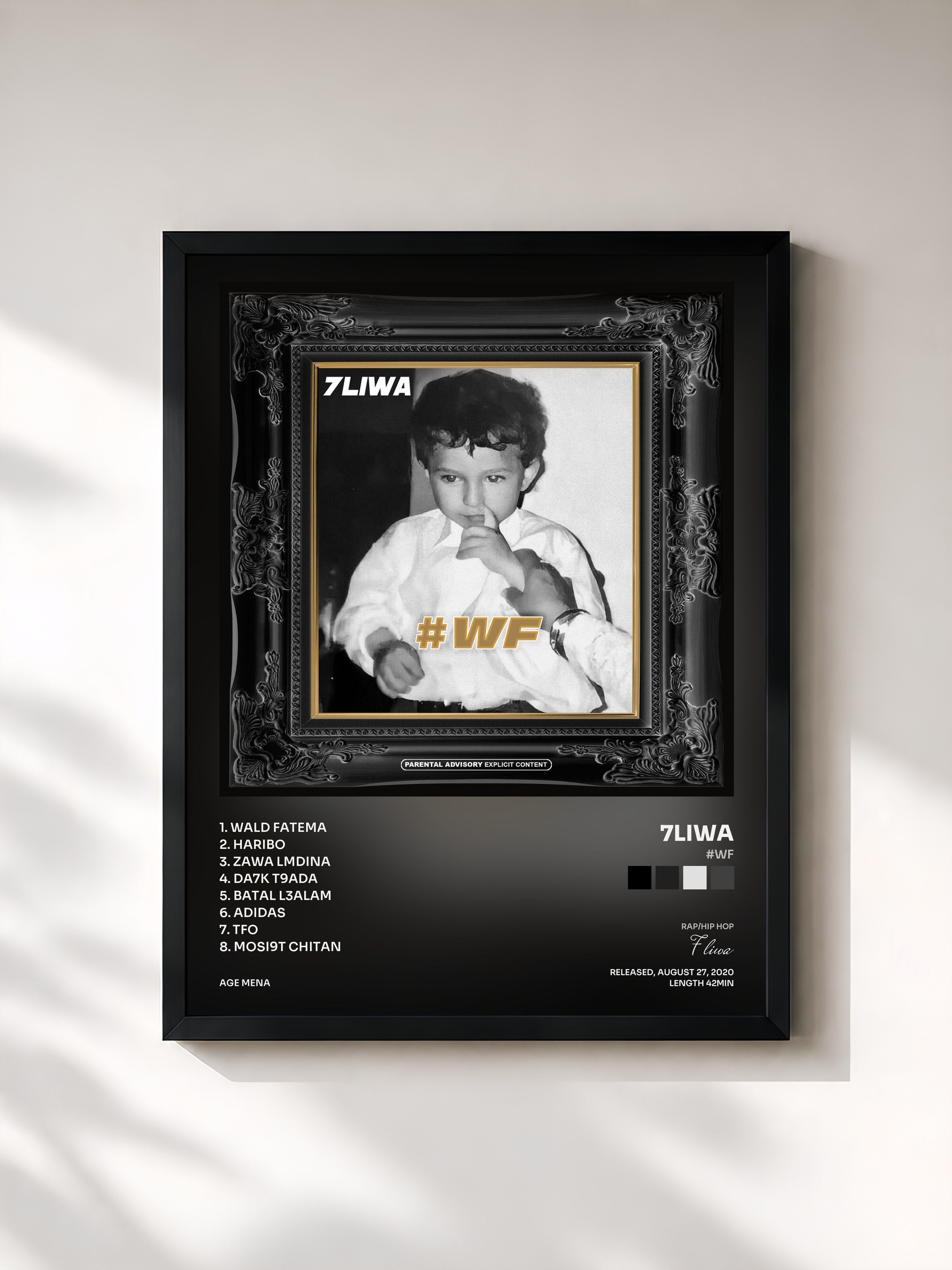 #noir Tableau de l'album #WF de 7liwa, cadre noir, imprimé et encadré en France