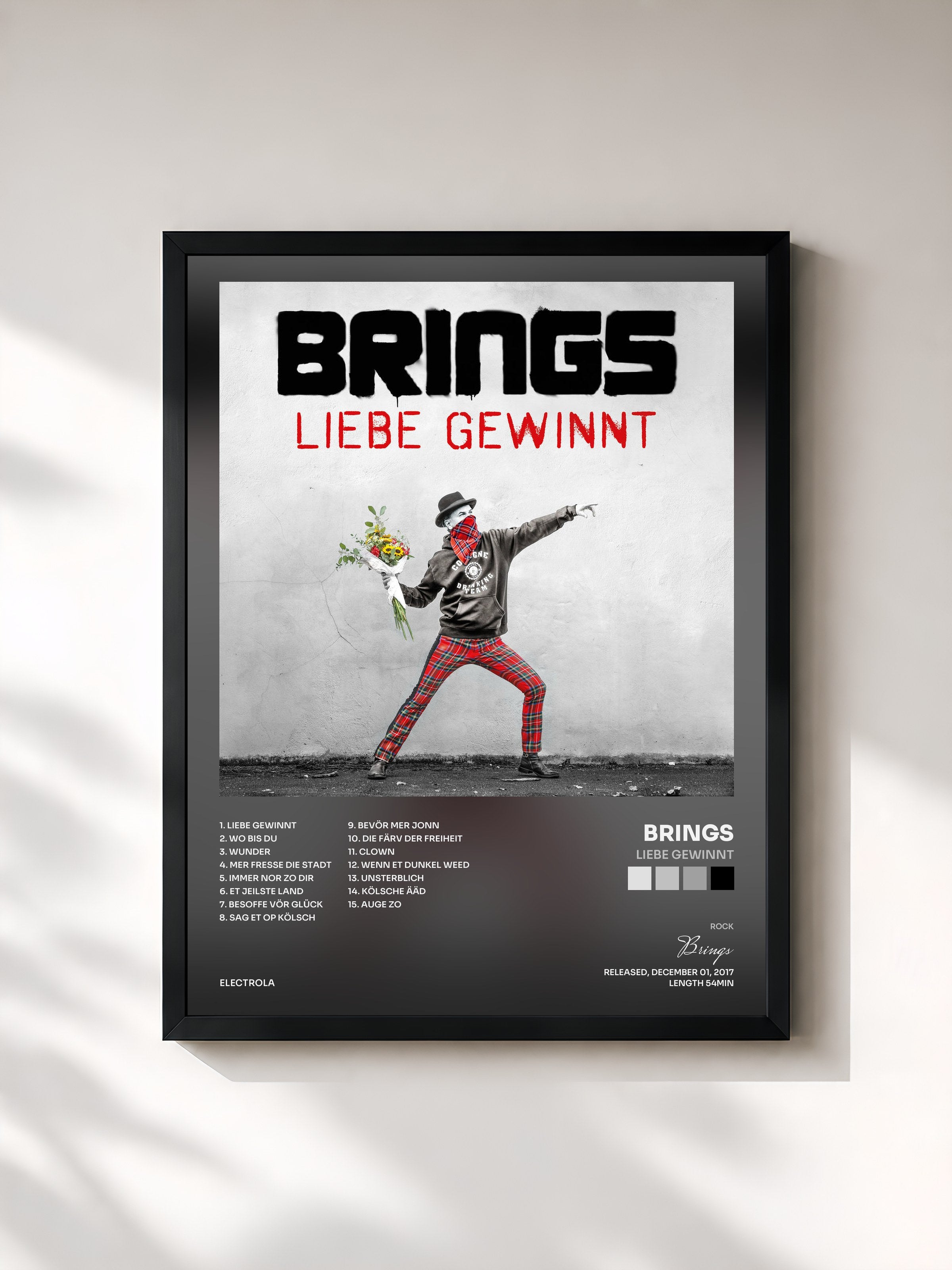 #noir Tableau de l'album Liebe gewinnt de Brings, cadre noir, imprimé et encadré en France