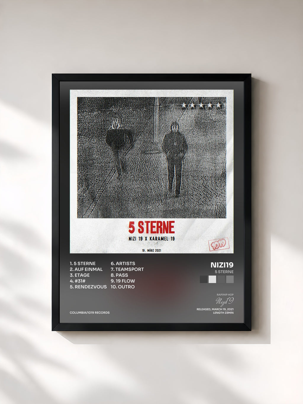 #noir Tableau de l'album 5 Sterne de Nizi19, cadre noir, imprimé et encadré en France