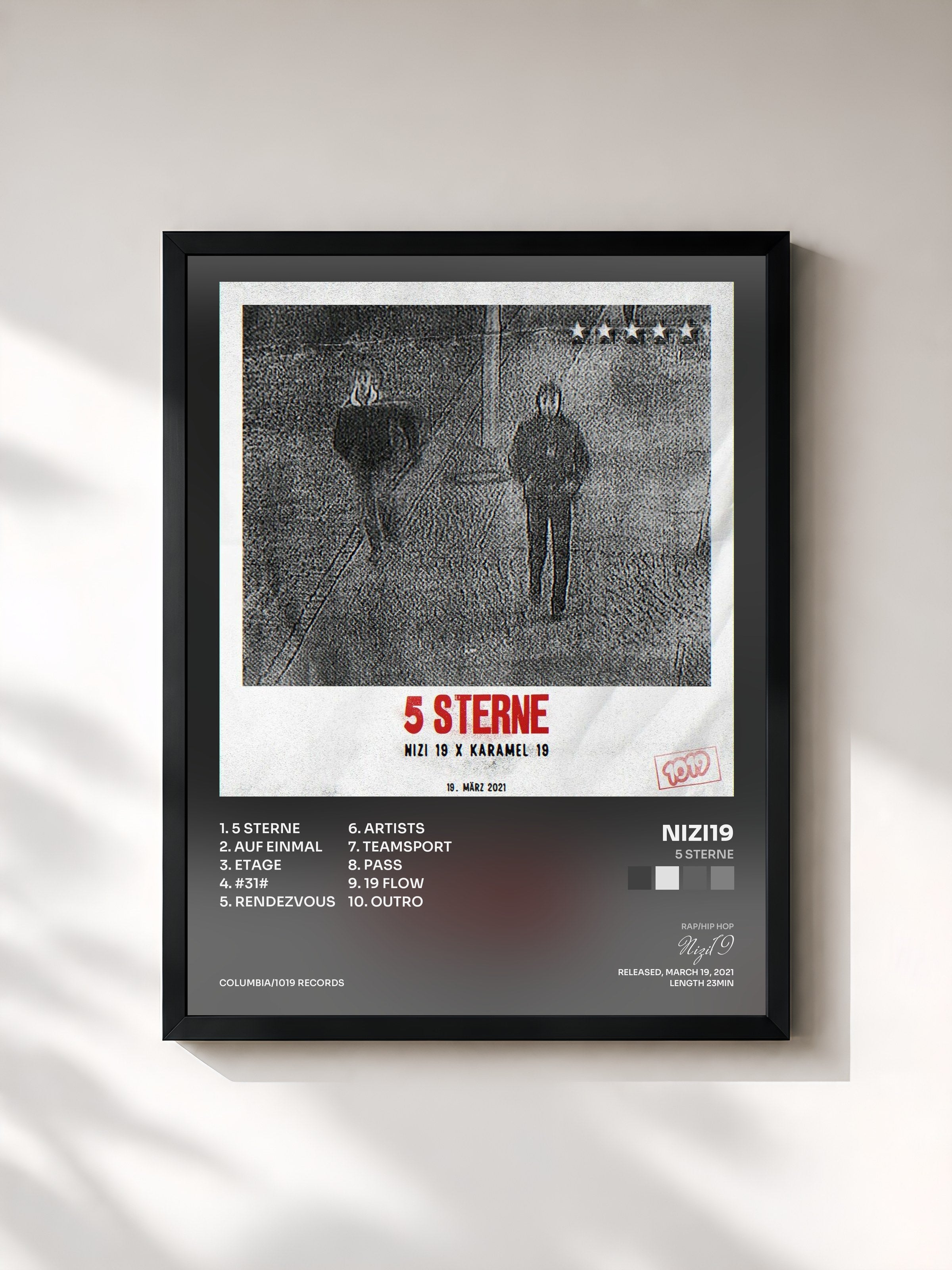 #noir Tableau de l'album 5 Sterne de Nizi19, cadre noir, imprimé et encadré en France