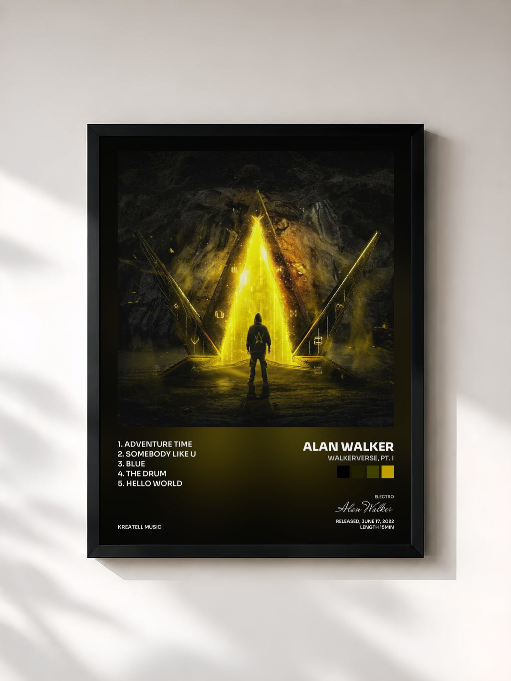 #noir Tableau de l'album Walkerverse, Pt. I de Alan Walker, cadre noir, imprimé et encadré en France