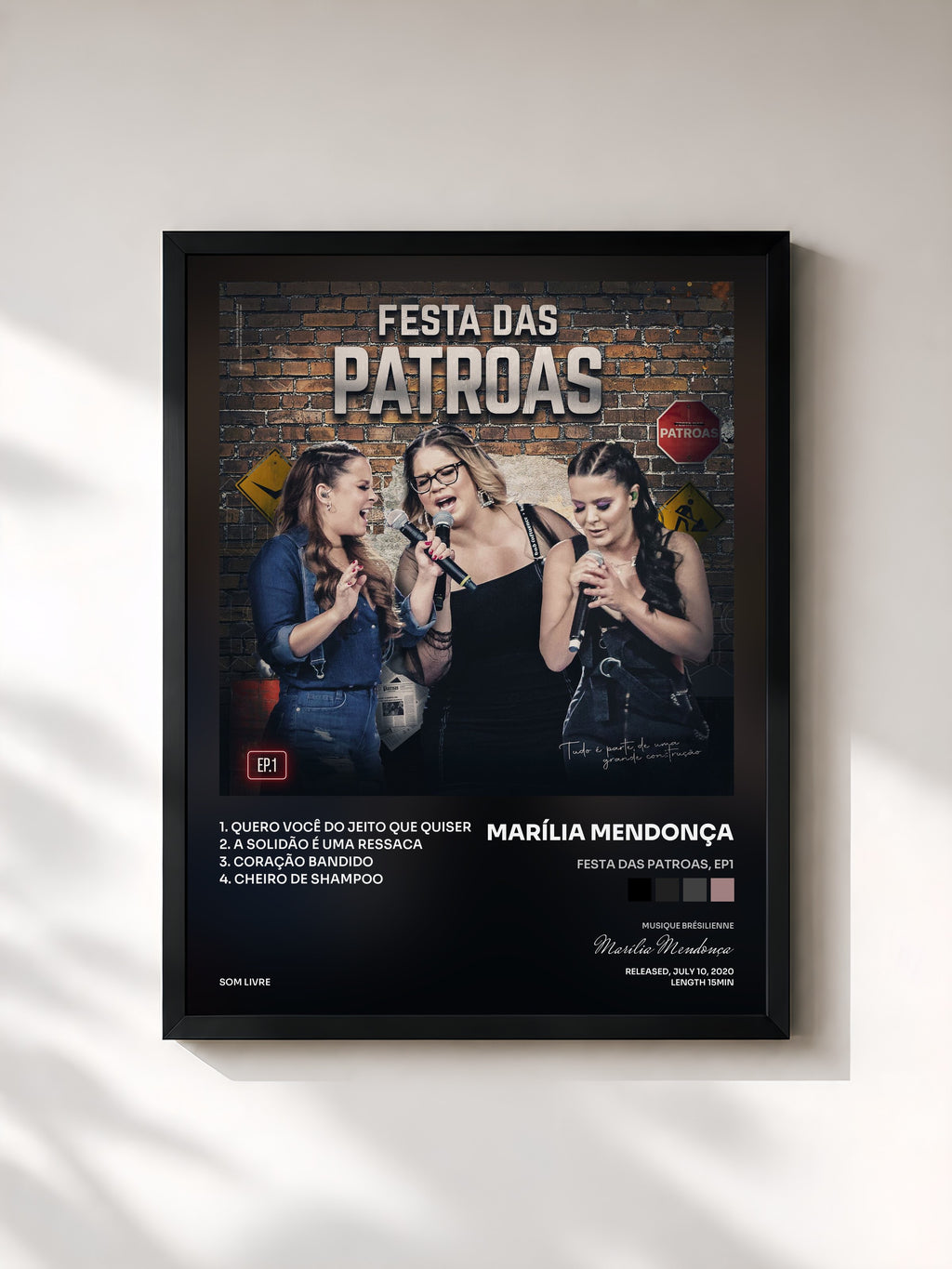 #noir Tableau de l'album Festa das Patroas, EP1 de Marília Mendonça, cadre noir, imprimé et encadré en France