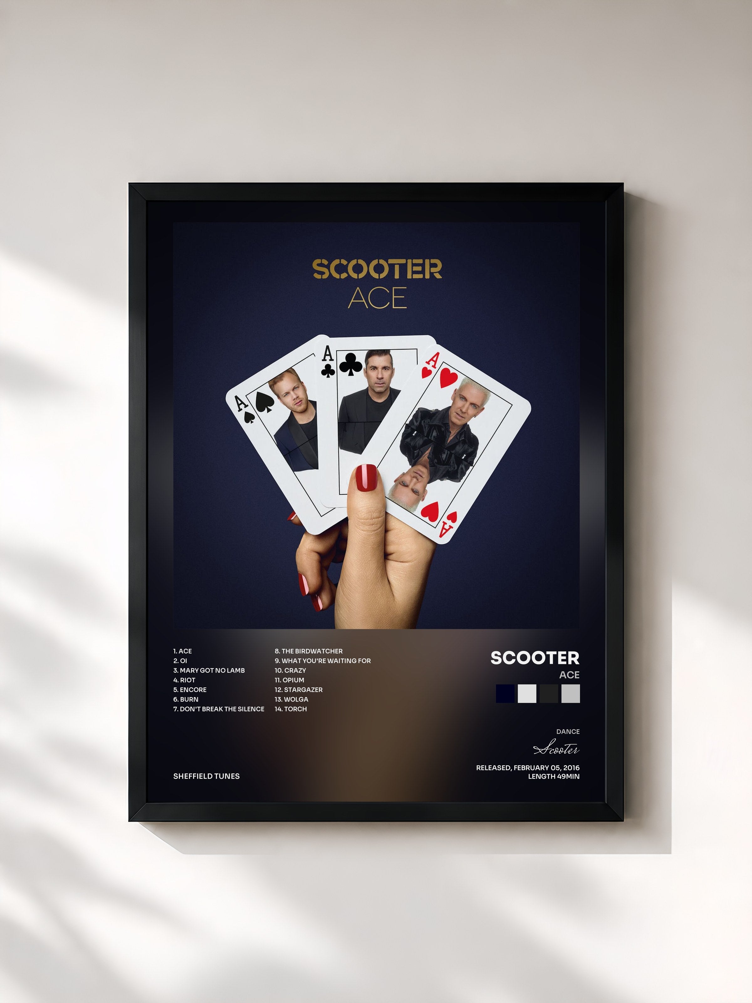 #noir Tableau de l'album Ace de Scooter, cadre noir, imprimé et encadré en France