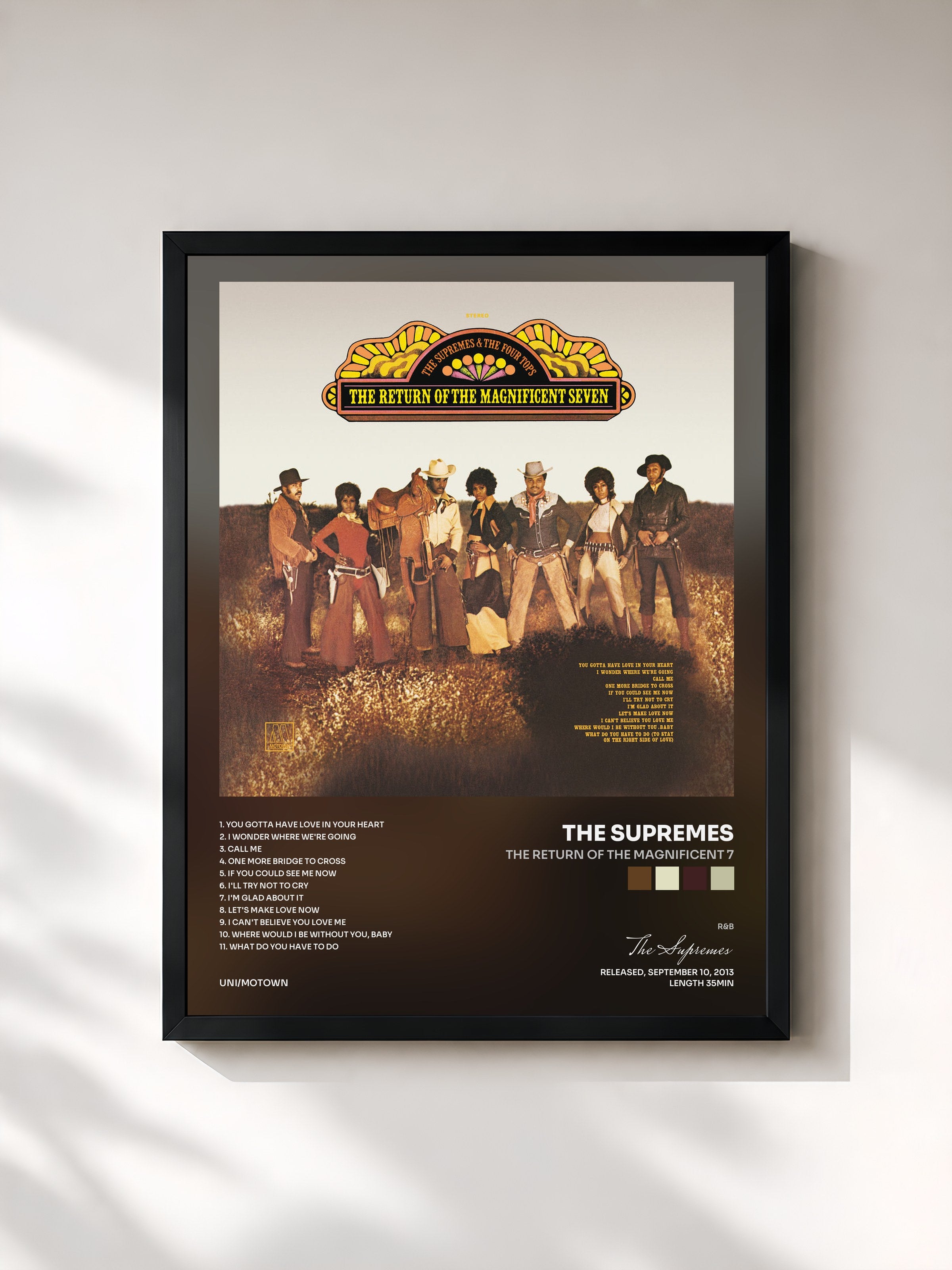 #noir Tableau de l'album The Return Of The Magnificent 7 de The Supremes, cadre noir, imprimé et encadré en France