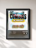 #noir Tableau de l'album CUMBIAS DE VERANO de Celso Piña, cadre noir, imprimé et encadré en France