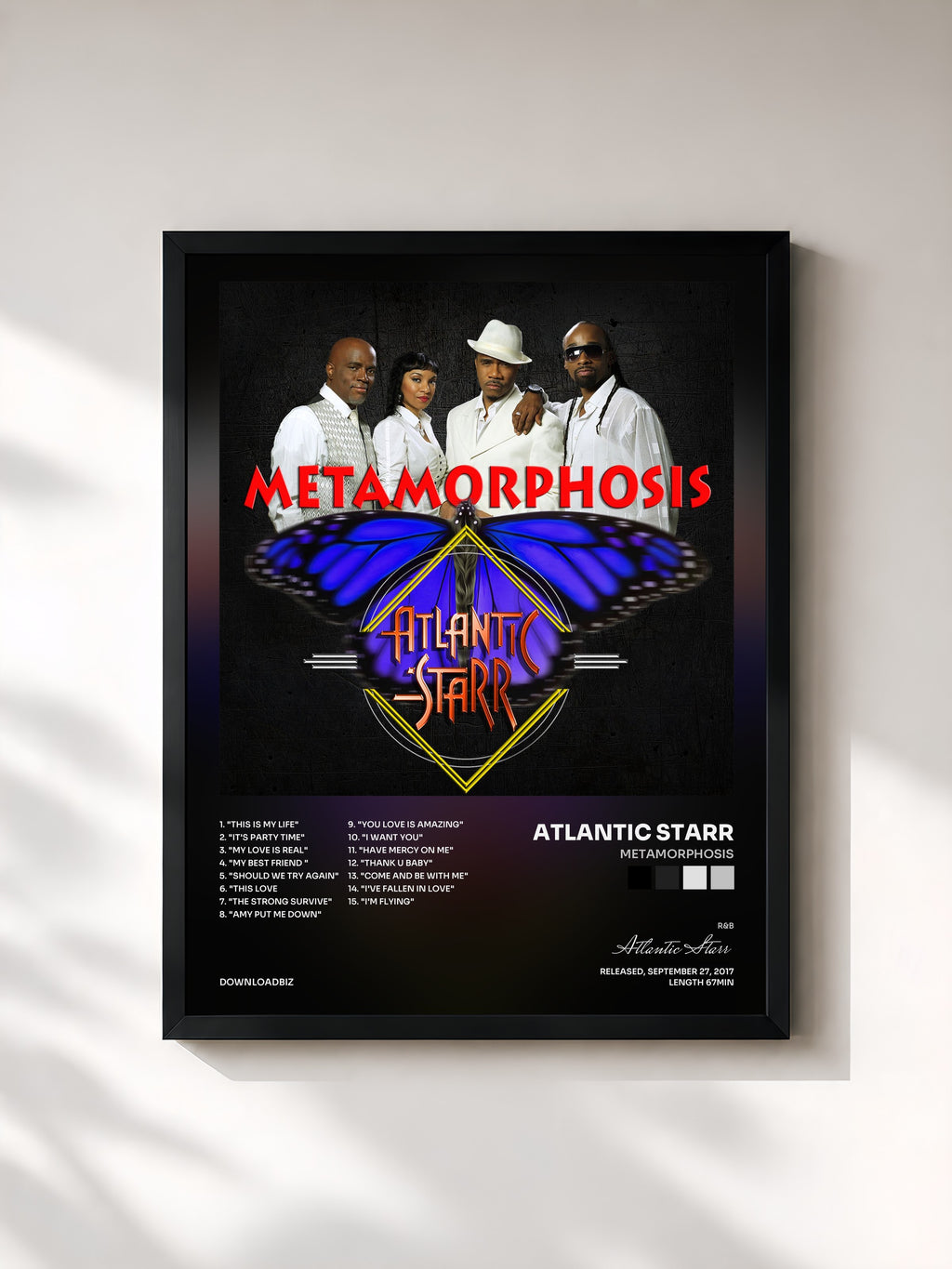 #noir Tableau de l'album Metamorphosis de Atlantic Starr, cadre noir, imprimé et encadré en France