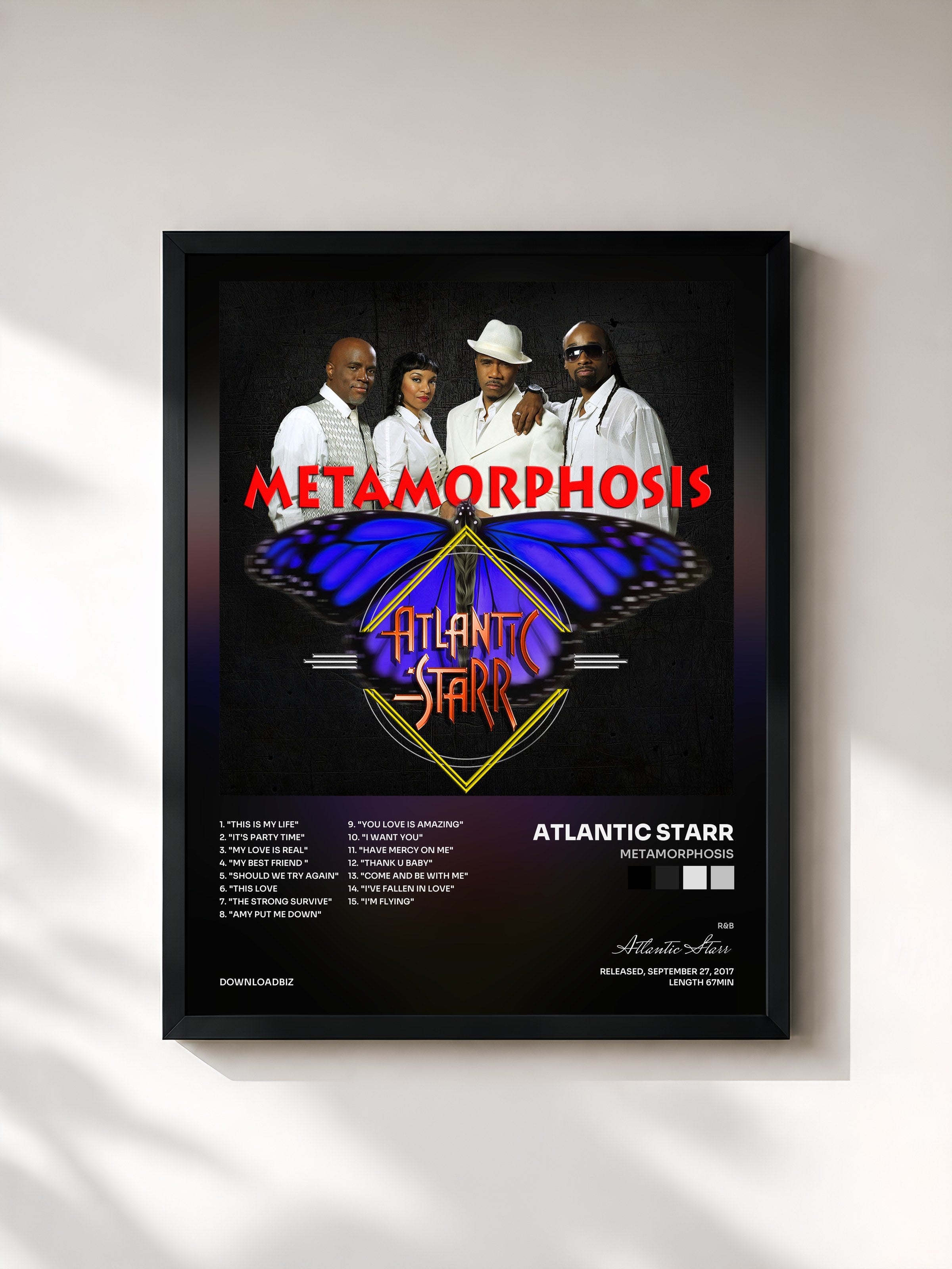 #noir Tableau de l'album Metamorphosis de Atlantic Starr, cadre noir, imprimé et encadré en France