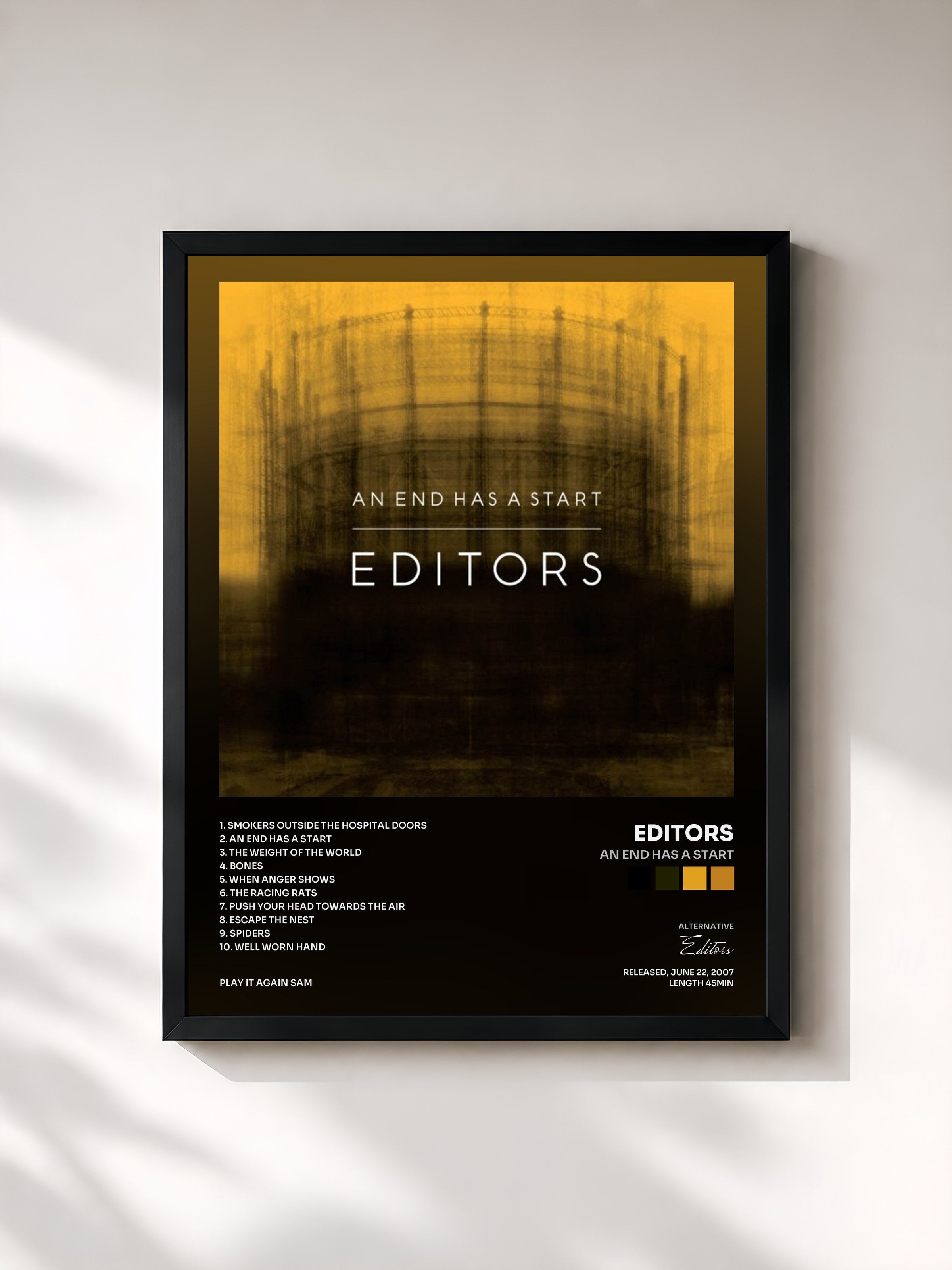 #noir Tableau de l'album An End Has a Start de Editors, cadre noir, imprimé et encadré en France