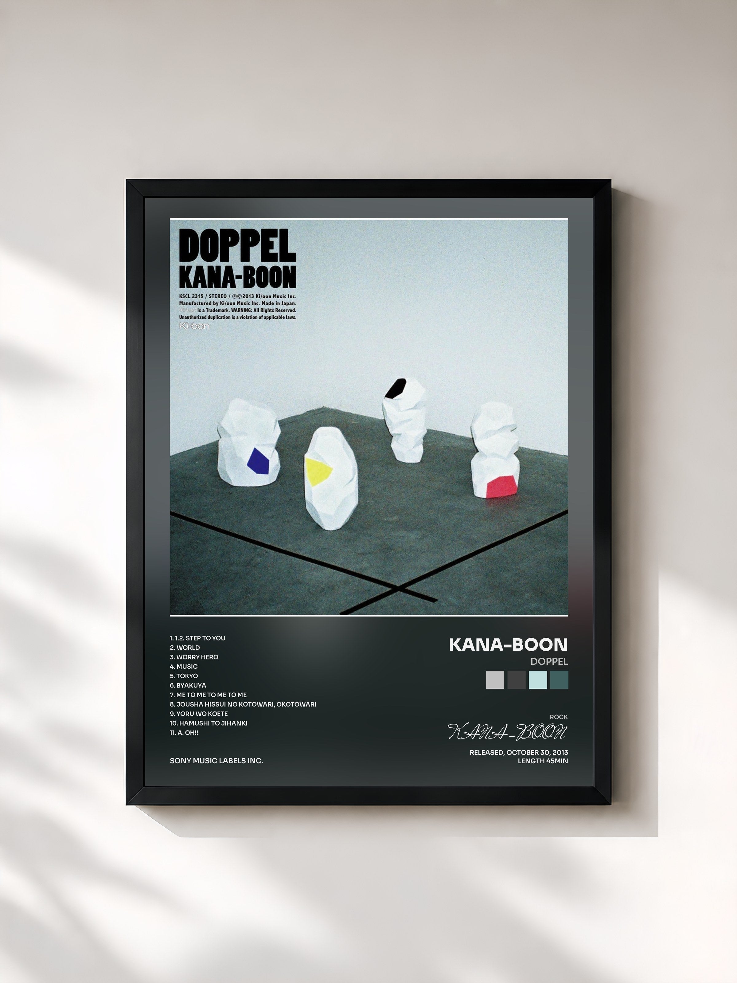 #noir Tableau de l'album DOPPEL de KANA-BOON, cadre noir, imprimé et encadré en France