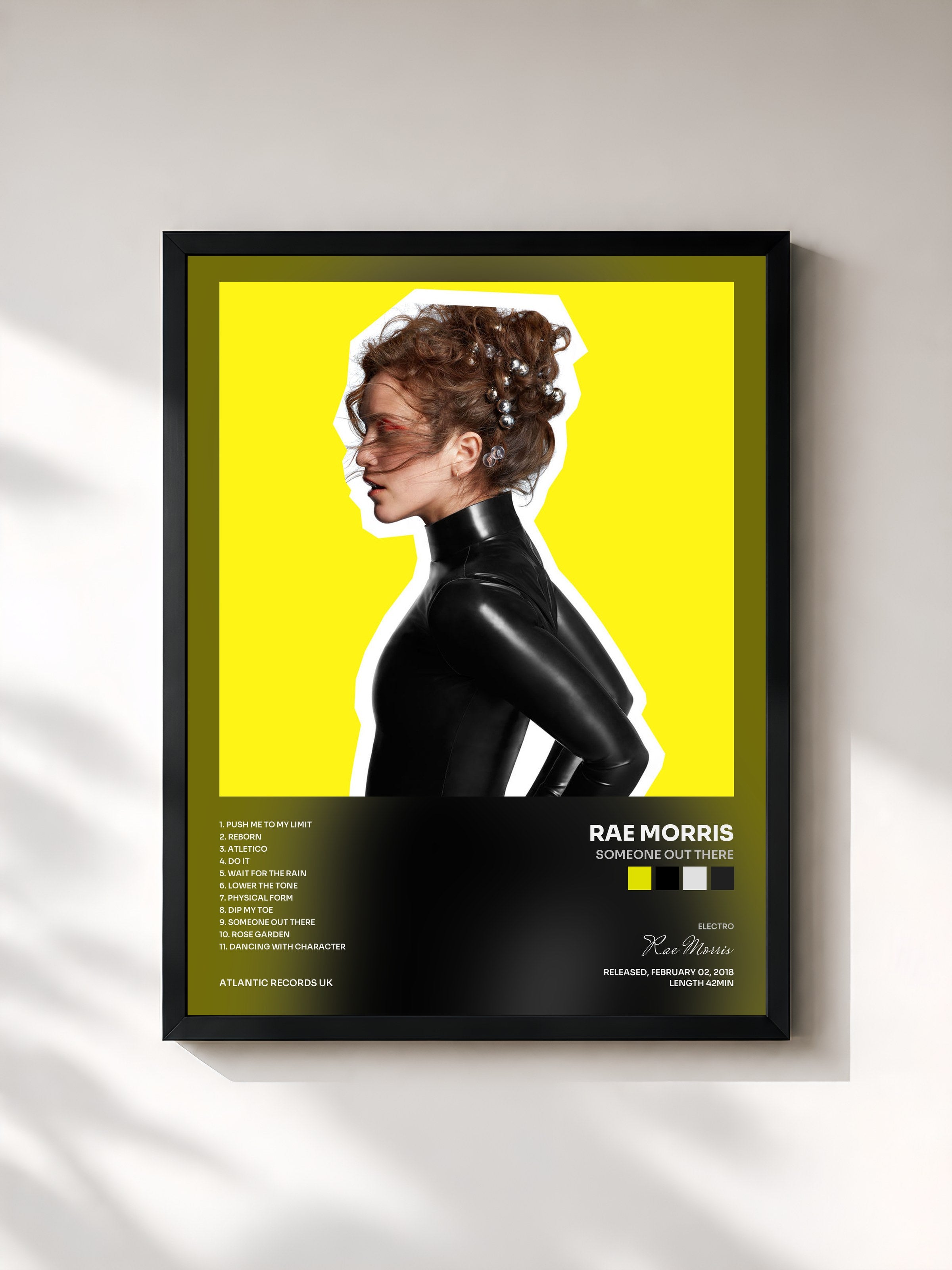#noir Tableau de l'album Someone Out There de Rae Morris, cadre noir, imprimé et encadré en France