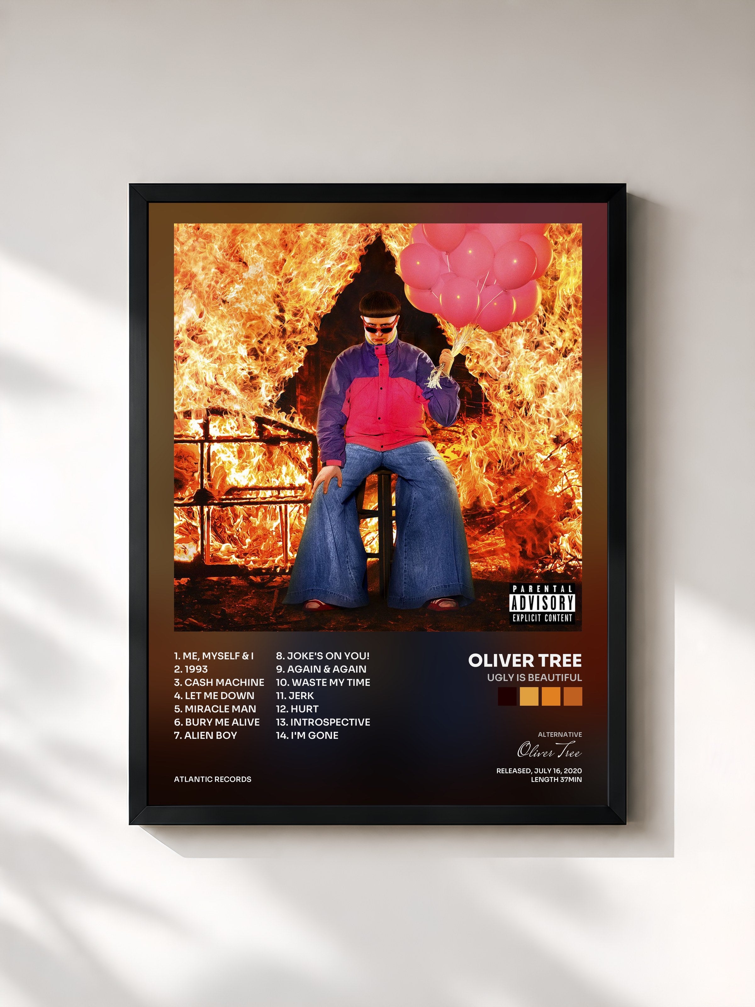 #noir Tableau de l'album Ugly is Beautiful de Oliver Tree, cadre noir, imprimé et encadré en France