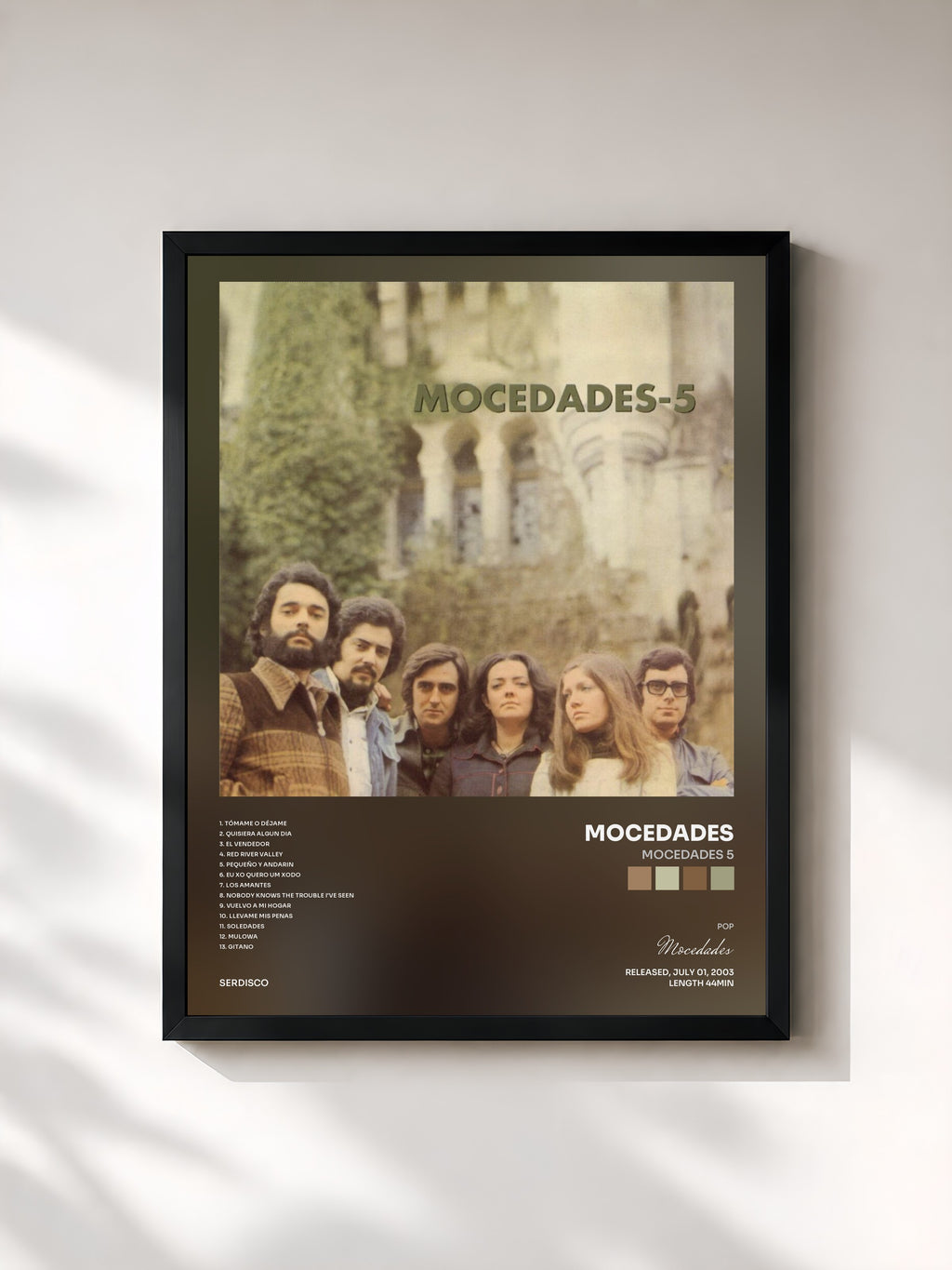 #noir Tableau de l'album Mocedades 5 de Mocedades, cadre noir, imprimé et encadré en France