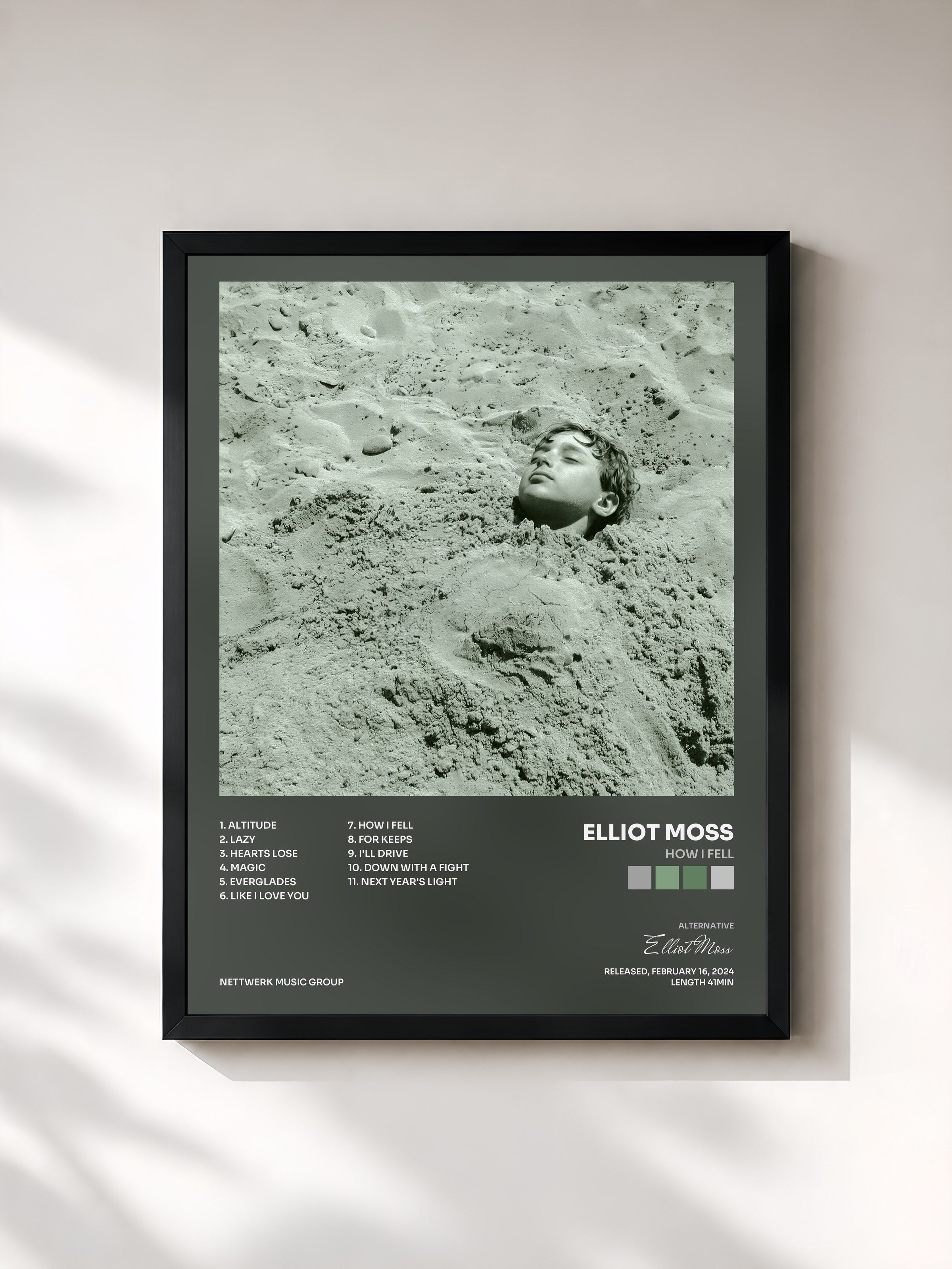 #noir Tableau de l'album How I Fell de Elliot Moss, cadre noir, imprimé et encadré en France