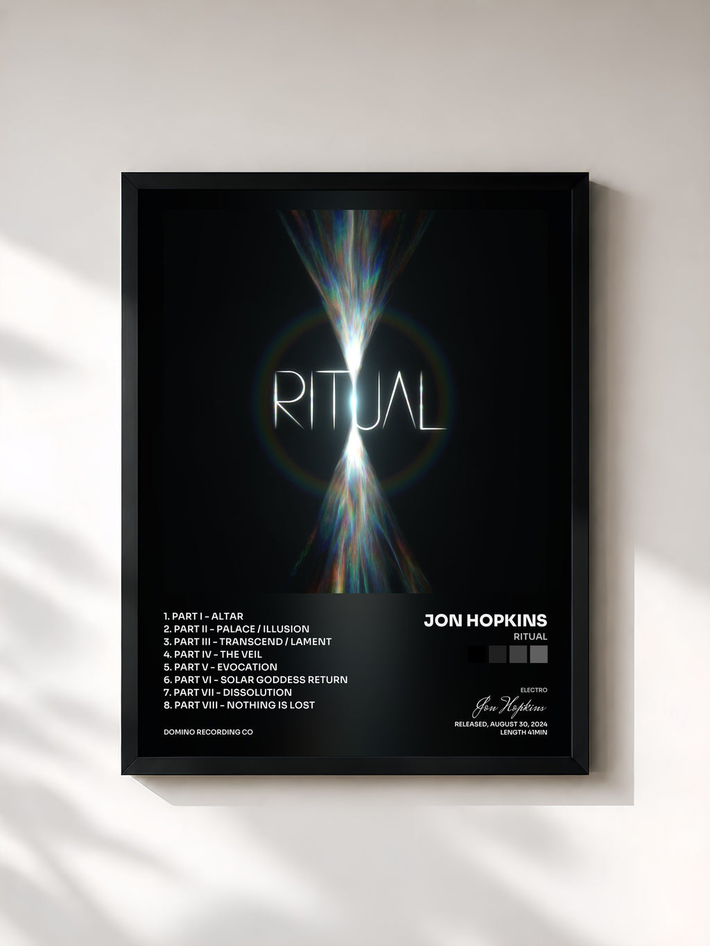#noir Tableau de l'album RITUAL de Jon Hopkins, cadre noir, imprimé et encadré en France