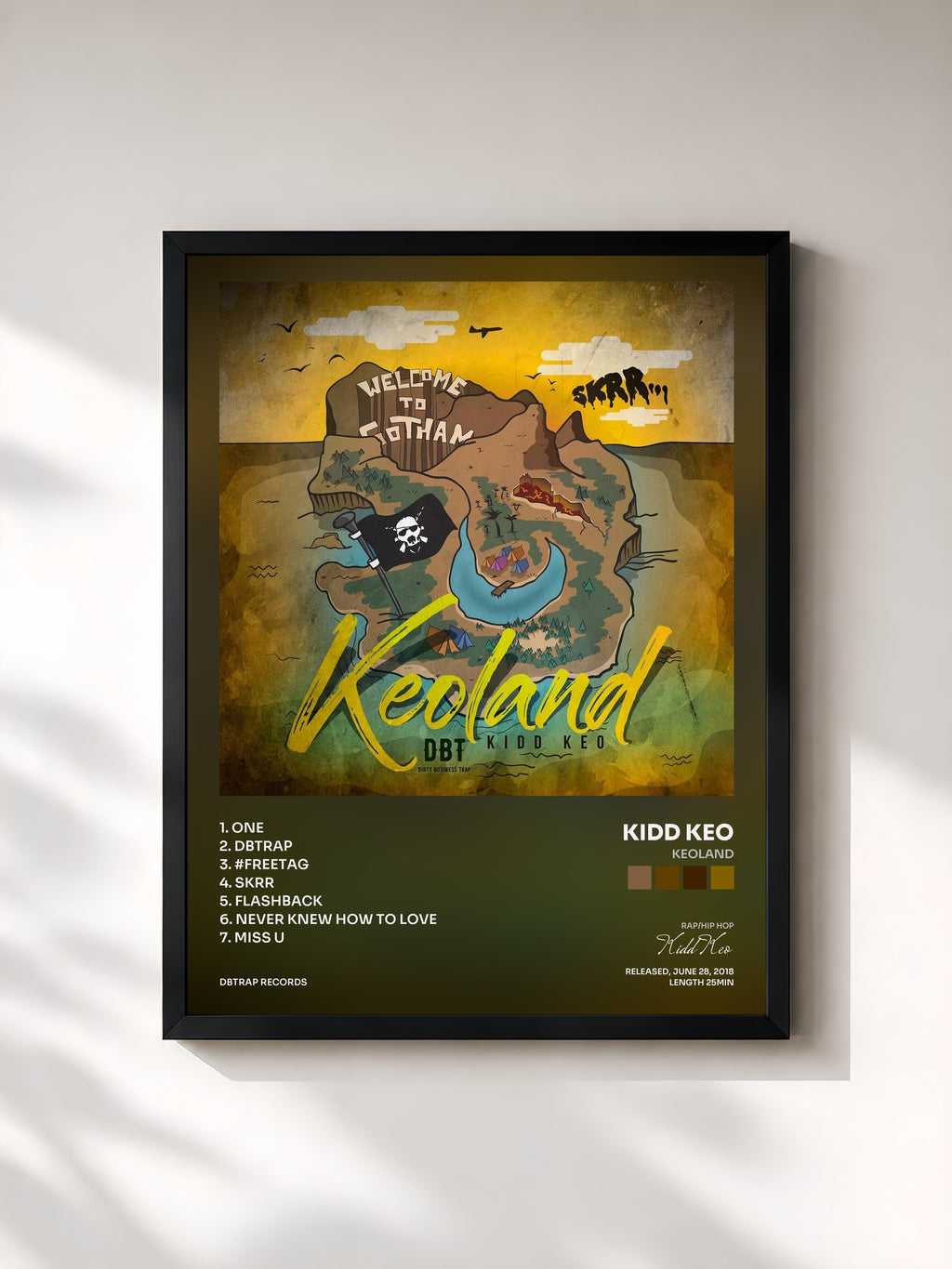 #noir Tableau de l'album Keoland de Kidd Keo, cadre noir, imprimé et encadré en France