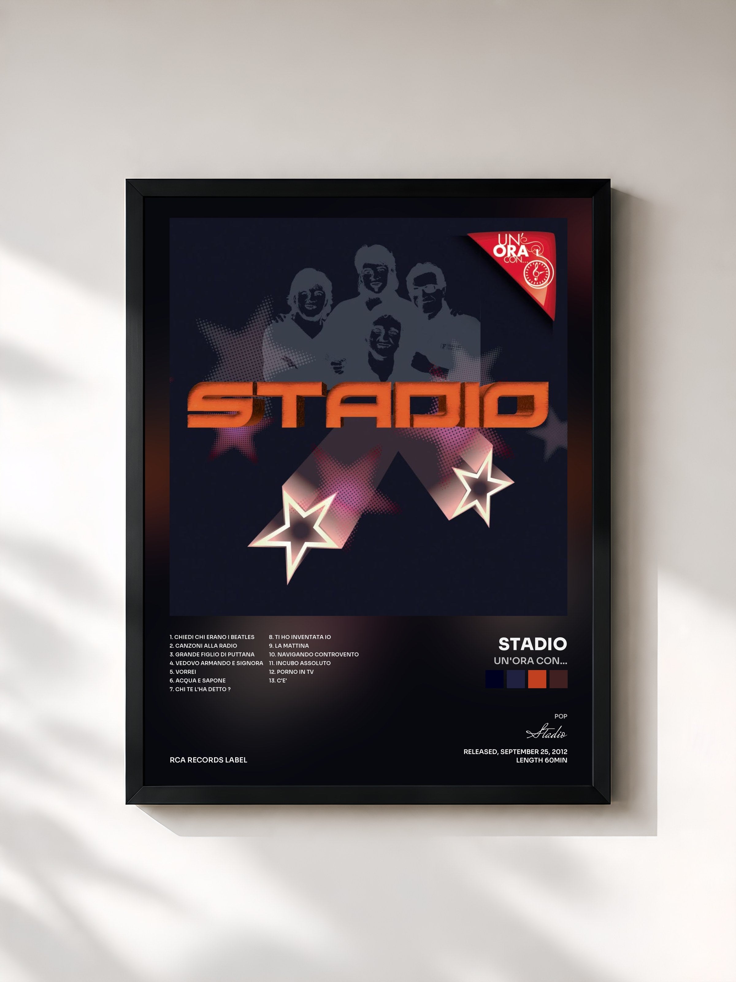 #noir Tableau de l'album Un'ora con... de Stadio, cadre noir, imprimé et encadré en France