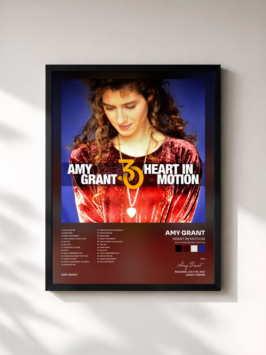 #noir Tableau de l'album Heart In Motion (30th Anniversary Edition) de Amy Grant, cadre noir, imprimé et encadré en France
