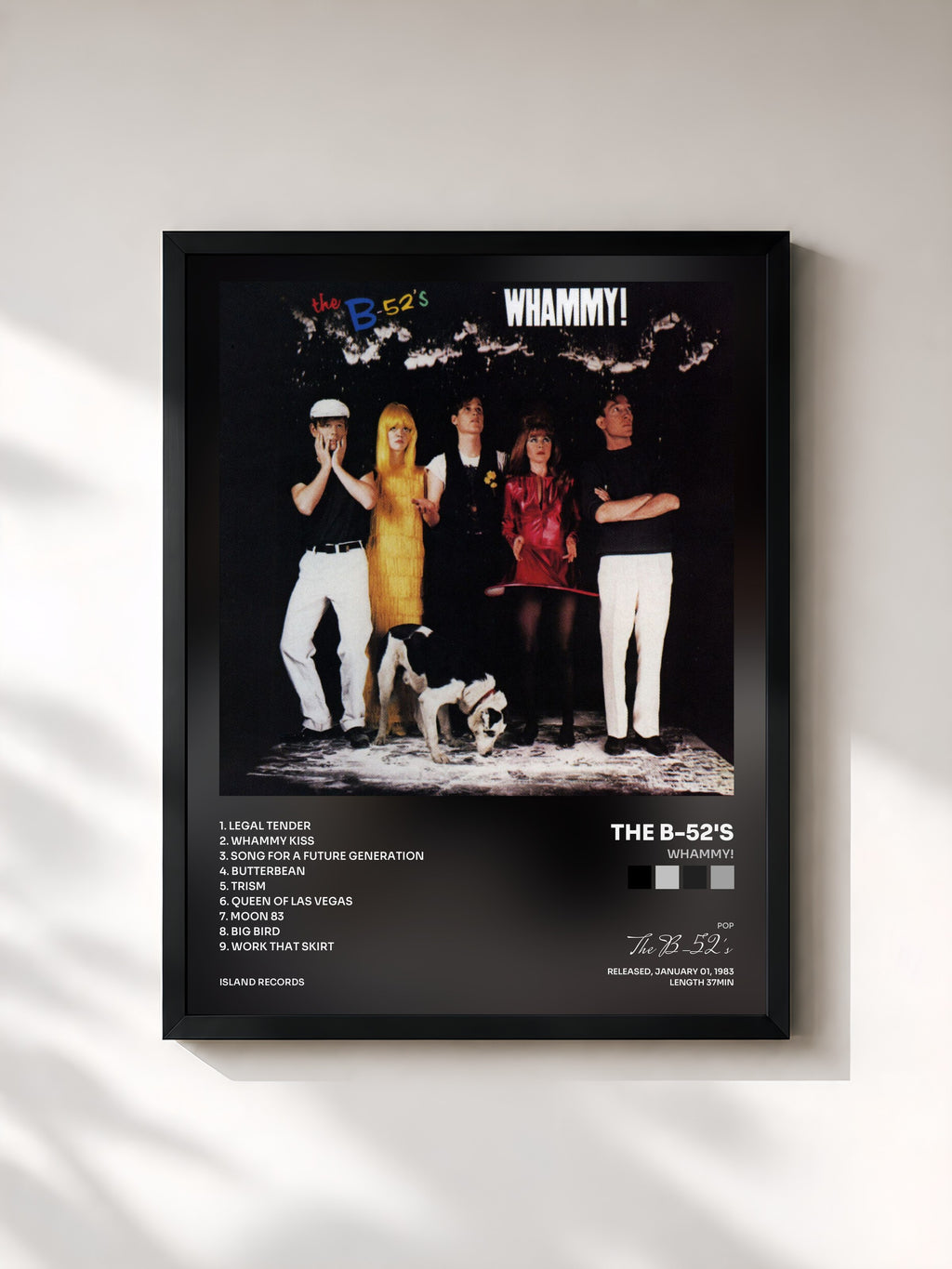#noir Tableau de l'album Whammy! de The B-52's, cadre noir, imprimé et encadré en France