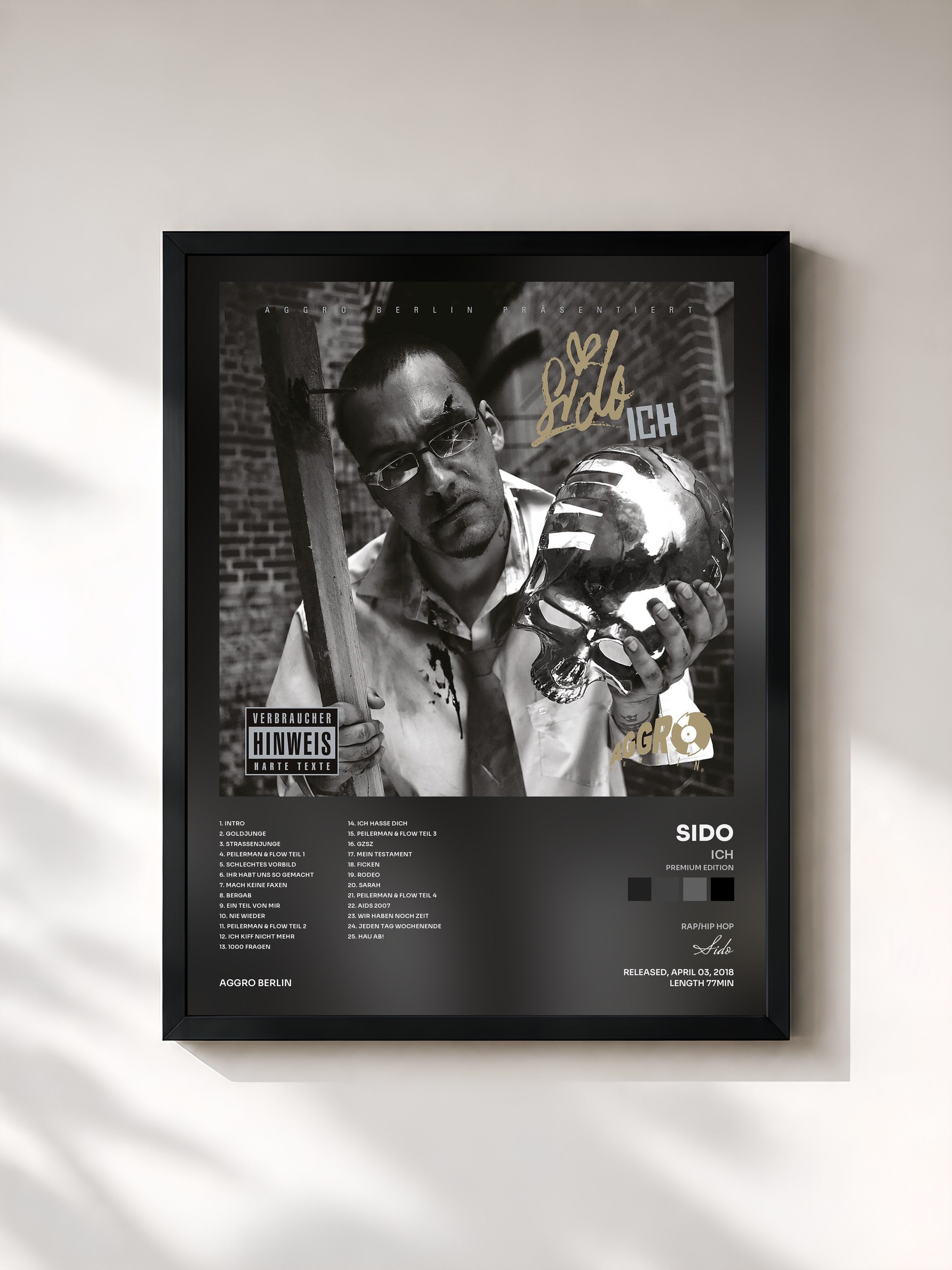 #noir Tableau de l'album Ich (Premium Edition) de Sido, cadre noir, imprimé et encadré en France