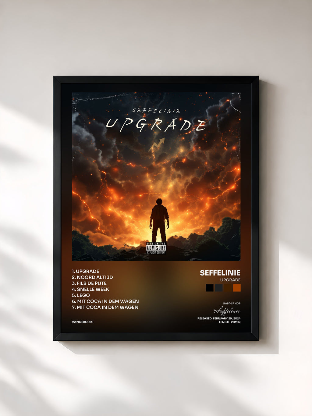 #noir Tableau de l'album Upgrade de Seffelinie, cadre noir, imprimé et encadré en France