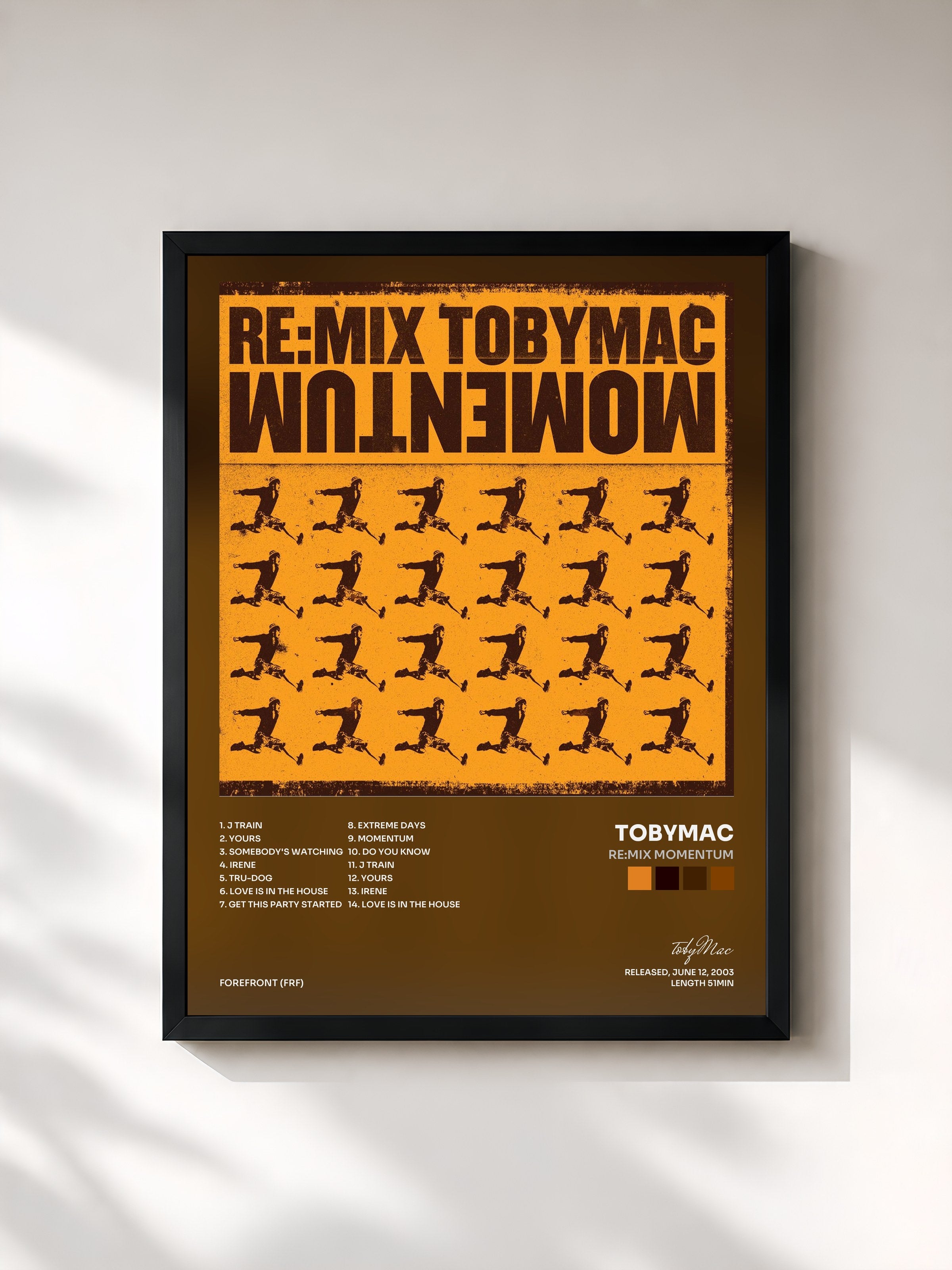 #noir Tableau de l'album Re:Mix Momentum de tobyMac, cadre noir, imprimé et encadré en France