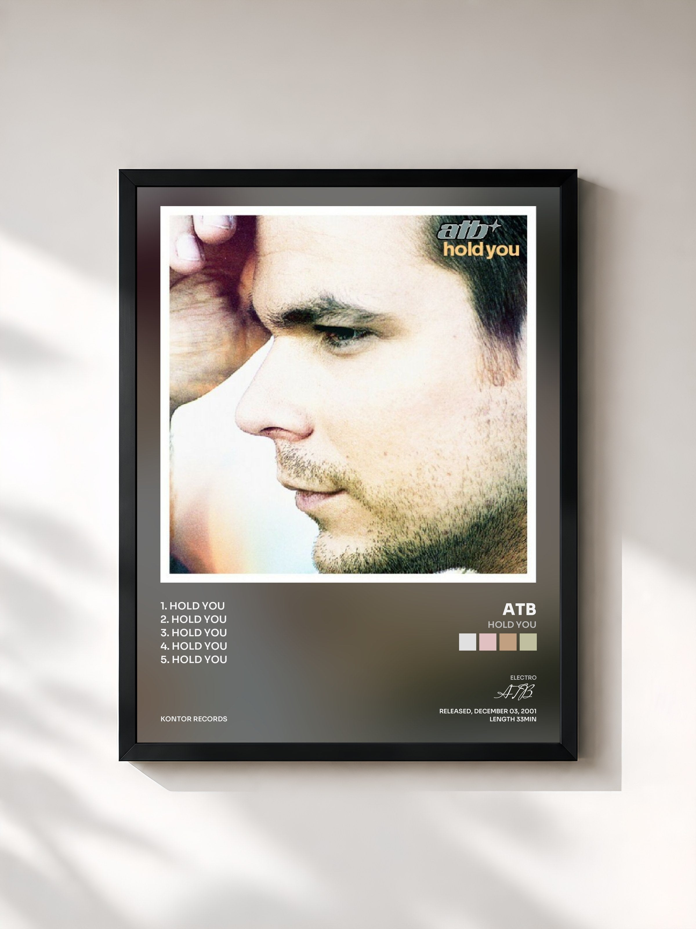 #noir Tableau de l'album Hold You de ATB, cadre noir, imprimé et encadré en France