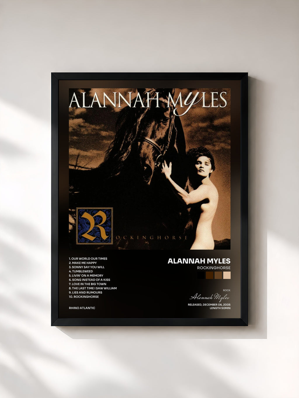 #noir Tableau de l'album Rockinghorse de Alannah Myles, cadre noir, imprimé et encadré en France