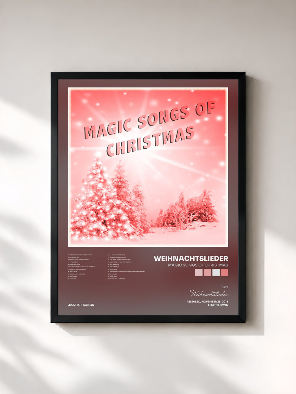 #noir Tableau de l'album Magic Songs of Christmas de Weihnachtslieder, cadre noir, imprimé et encadré en France
