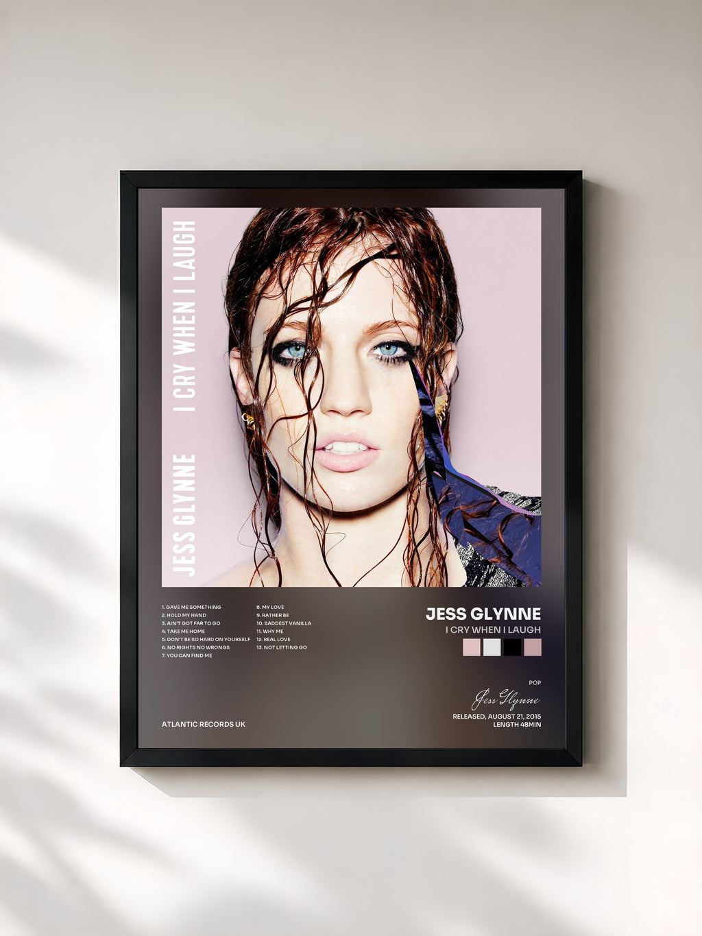 #noir Tableau de l'album I Cry When I Laugh de Jess Glynne, cadre noir, imprimé et encadré en France