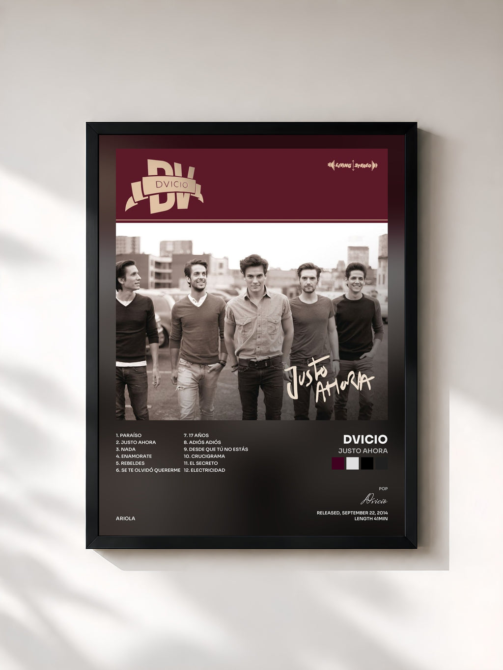 #noir Tableau de l'album Justo Ahora de Dvicio, cadre noir, imprimé et encadré en France